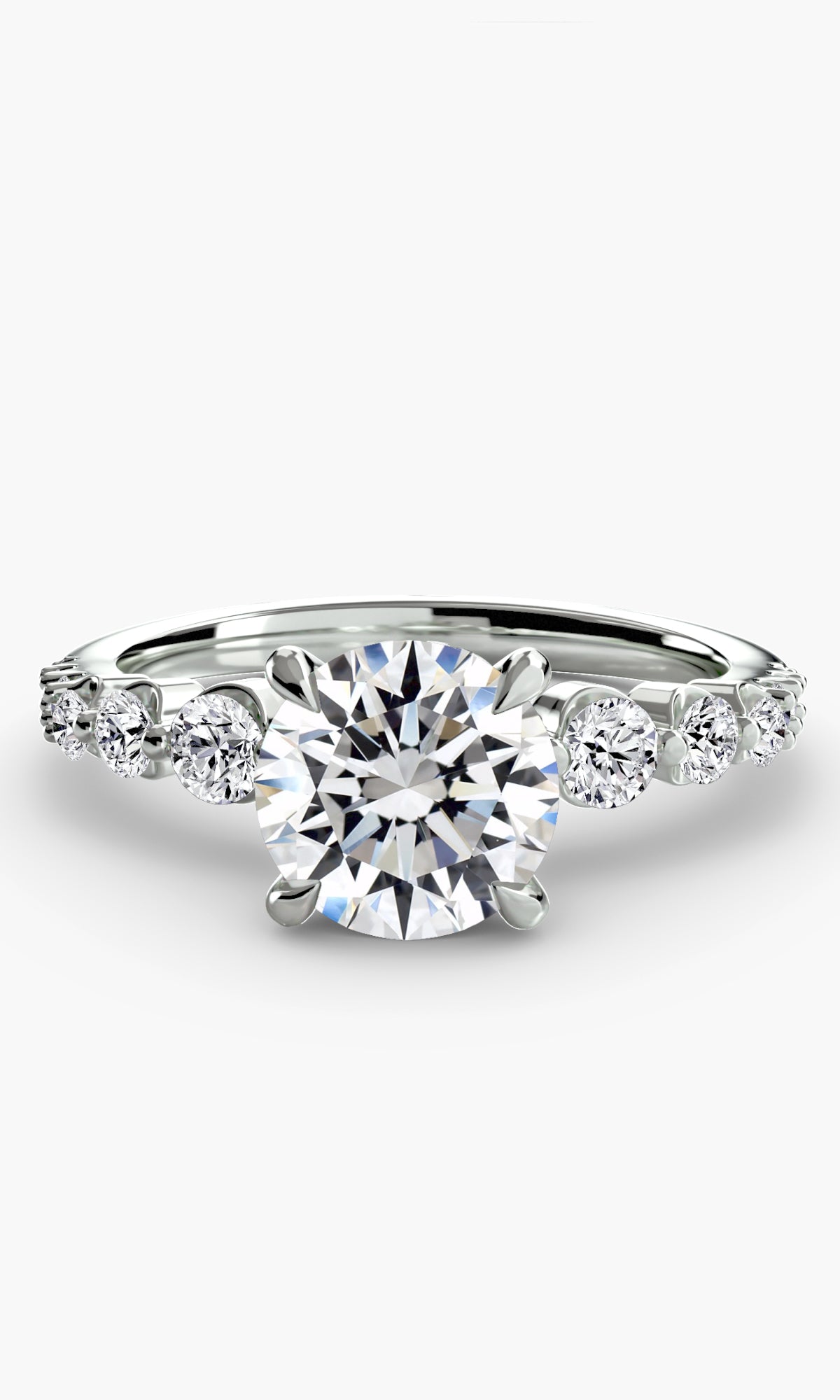 14K White Gold Cascade Brilliance Engagement Ring Setting with Lab-Grown Diamond Band