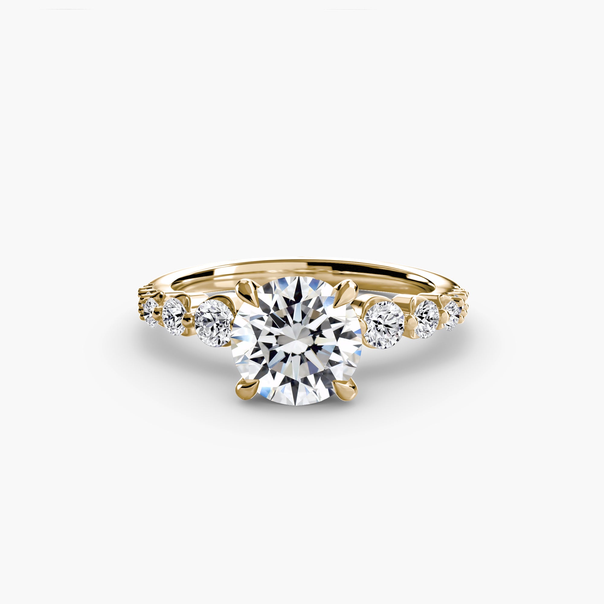18K Yellow Gold Cascade Brilliance Engagement Ring Setting with Lab-Grown Diamond Band