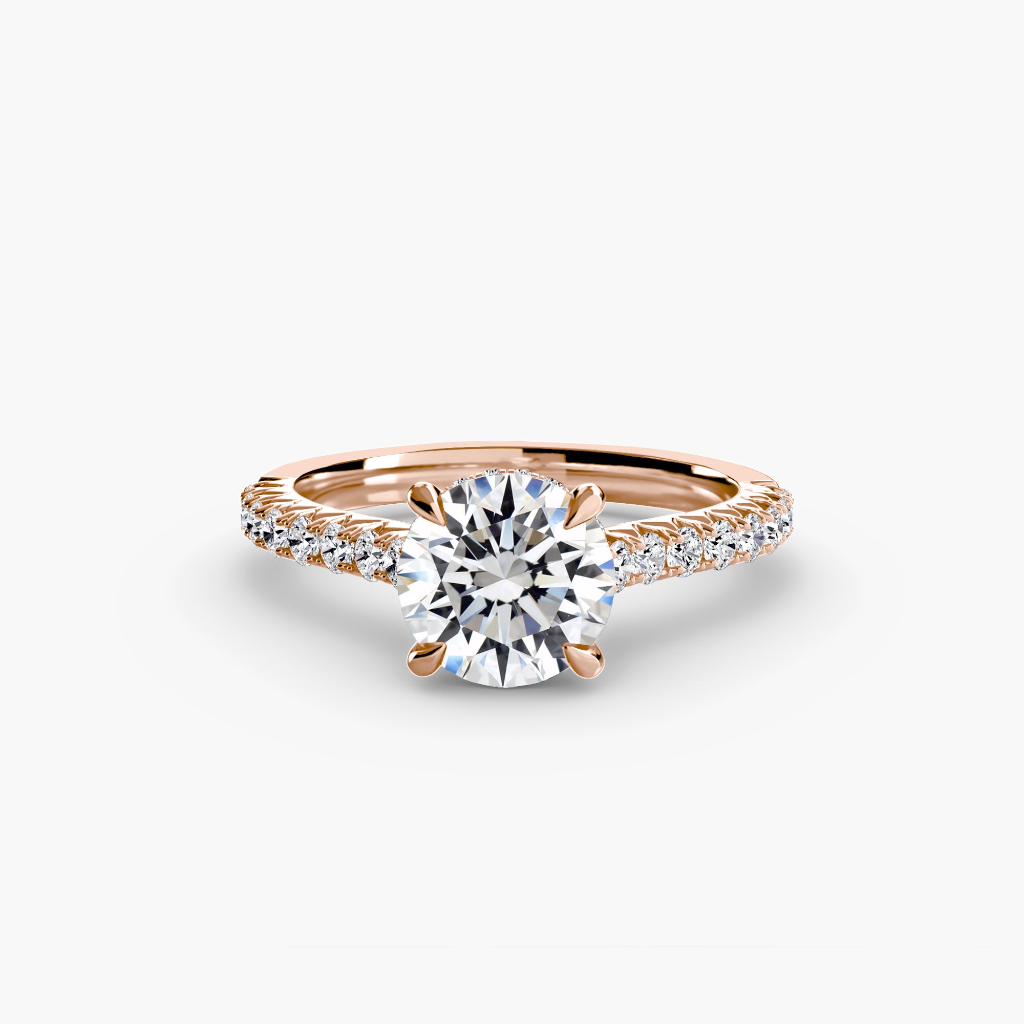 14K Rose Gold Celestia Hidden Halo Pavé Engagement Ring Setting with Lab-Grown Diamond Band Setting