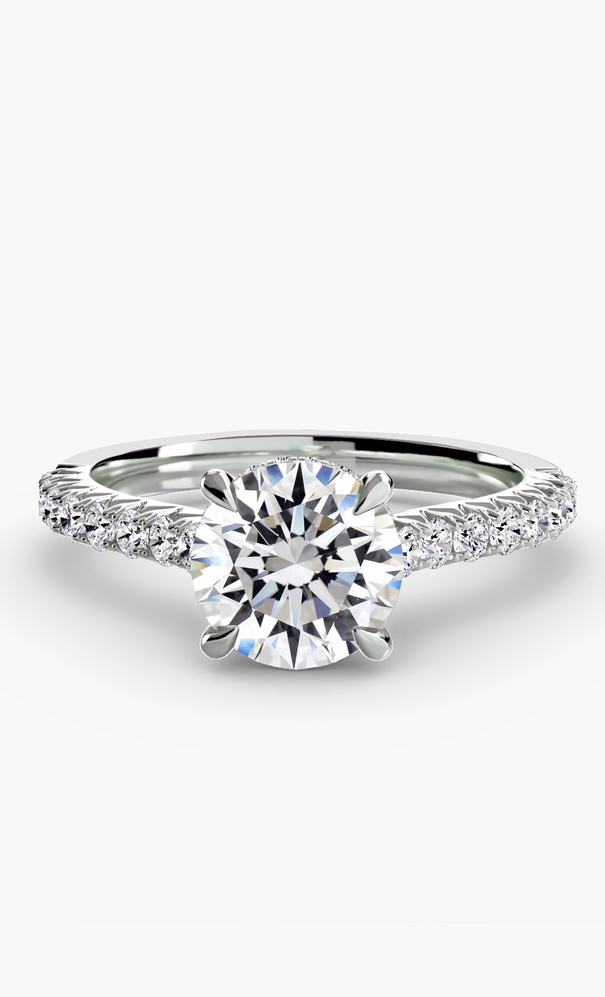 14K White Gold Celestia Hidden Halo Pavé Engagement Ring Setting with Lab-Grown Diamond Band Setting
