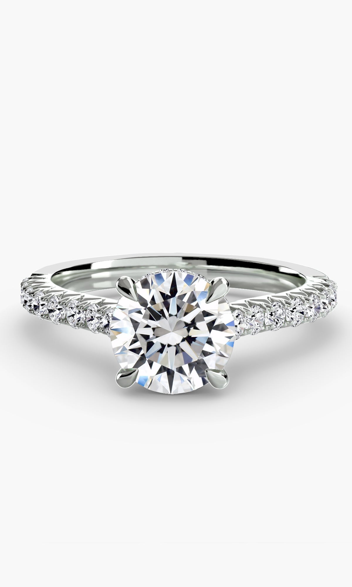 14K White Gold Celestia Hidden Halo Pavé Engagement Ring Setting with Lab-Grown Diamond Band Setting