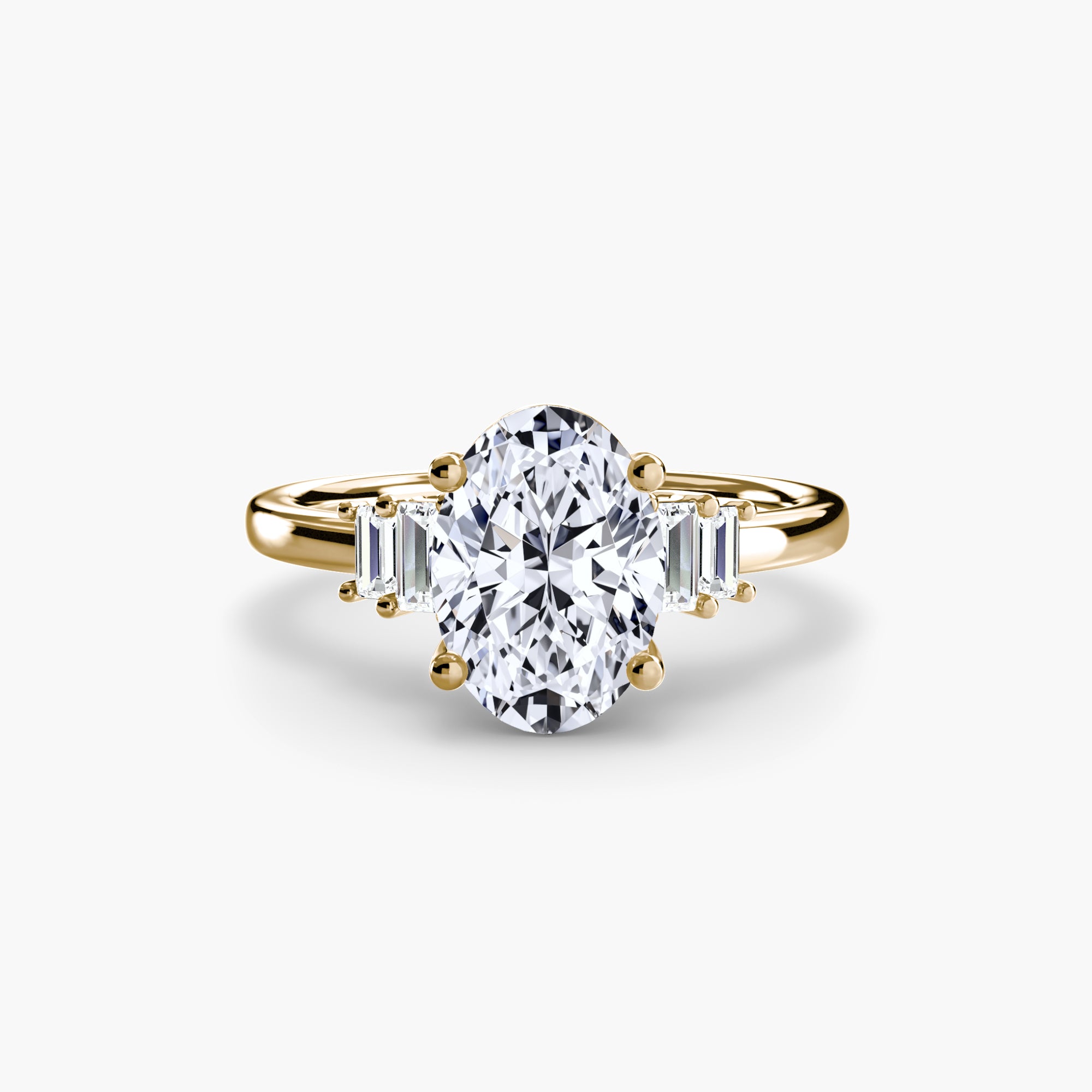 Jacob Mercari Lab Grown Diamond Engagement Ring Baguette Accents 14K Gold and Platinum