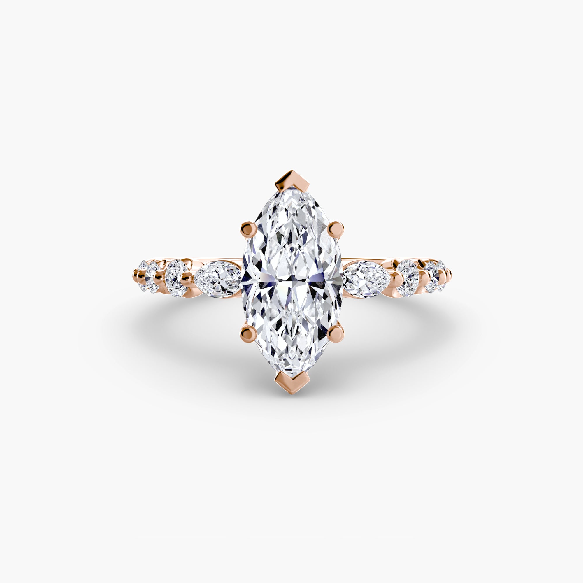14K rose gold Ascending Glow Engagement Ring Setting with lab-grown diamond band.