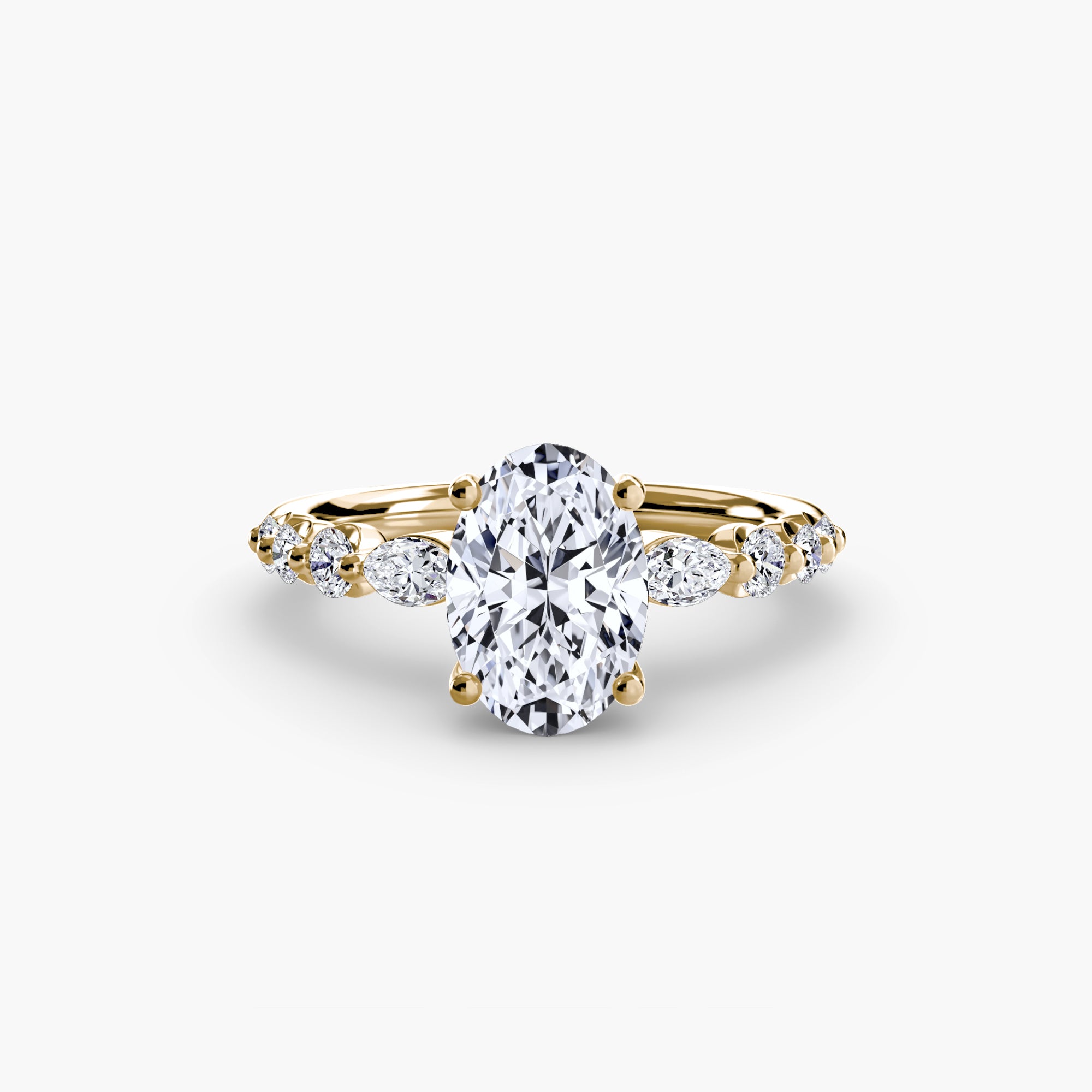 18K yellow gold Ascending Glow Engagement Ring Setting with lab-grown diamond band.
