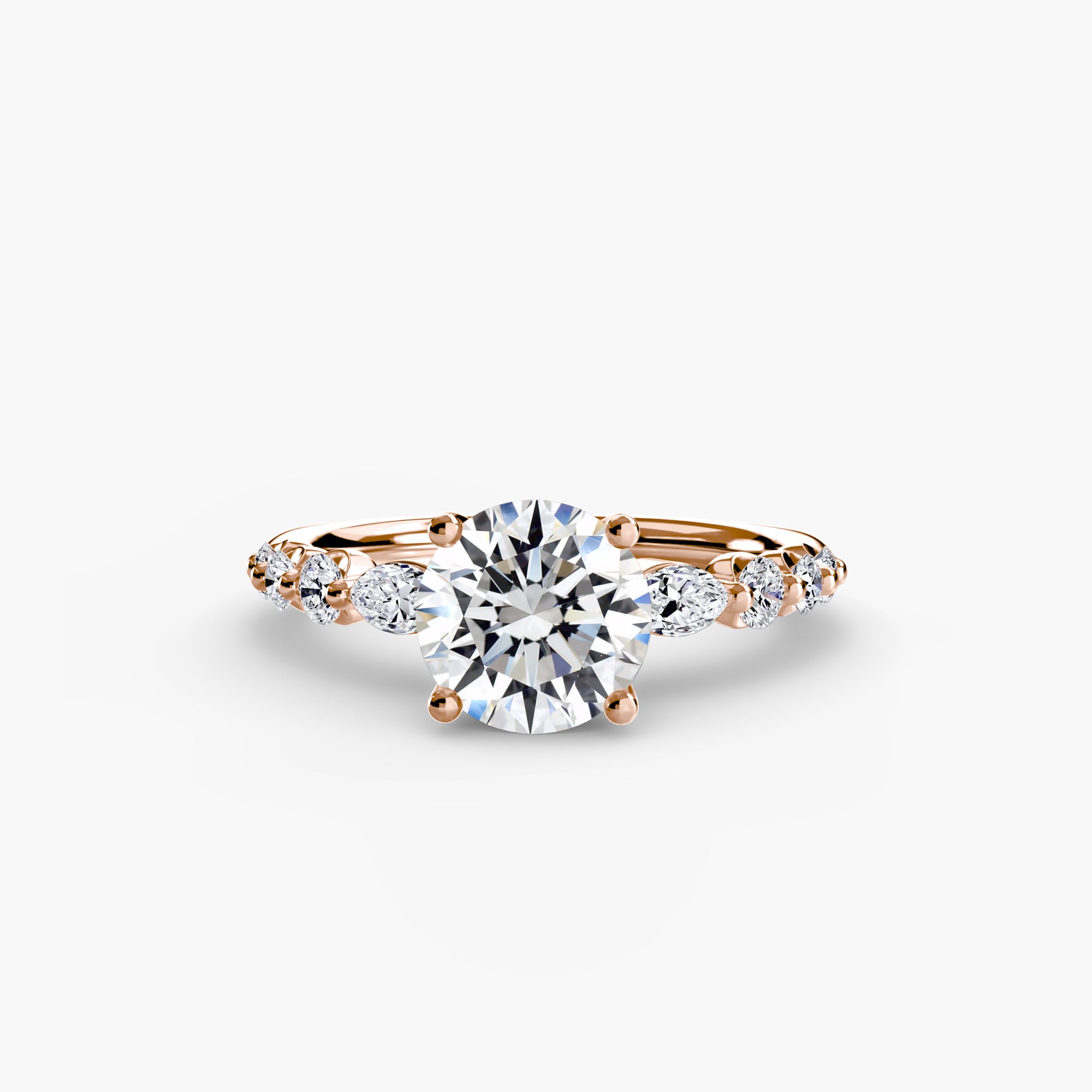 14K rose gold Ascending Glow Engagement Ring Setting with lab-grown diamond band.