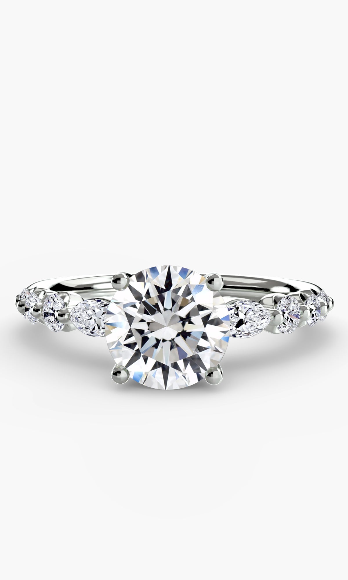 14K white gold Ascending Glow Engagement Ring Setting with lab-grown diamond band.