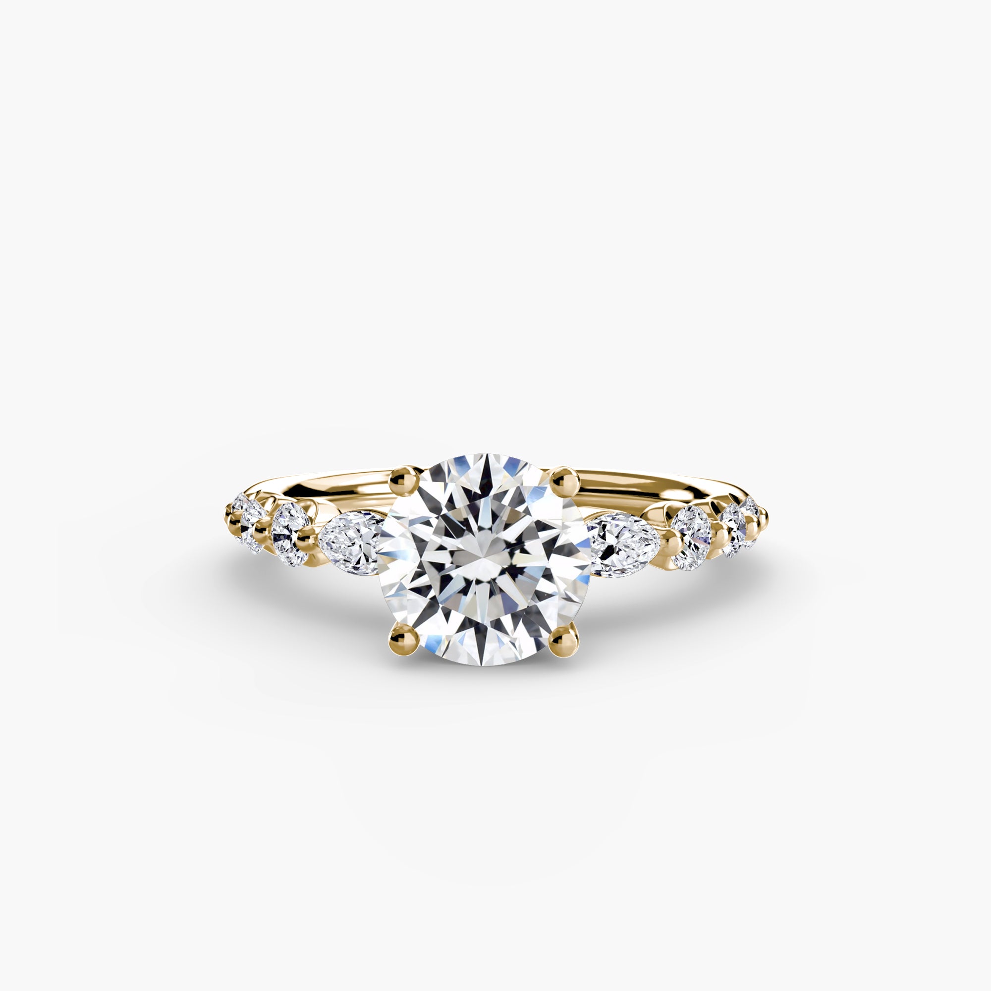 18K yellow gold Ascending Glow Engagement Ring Setting with lab-grown diamond band.