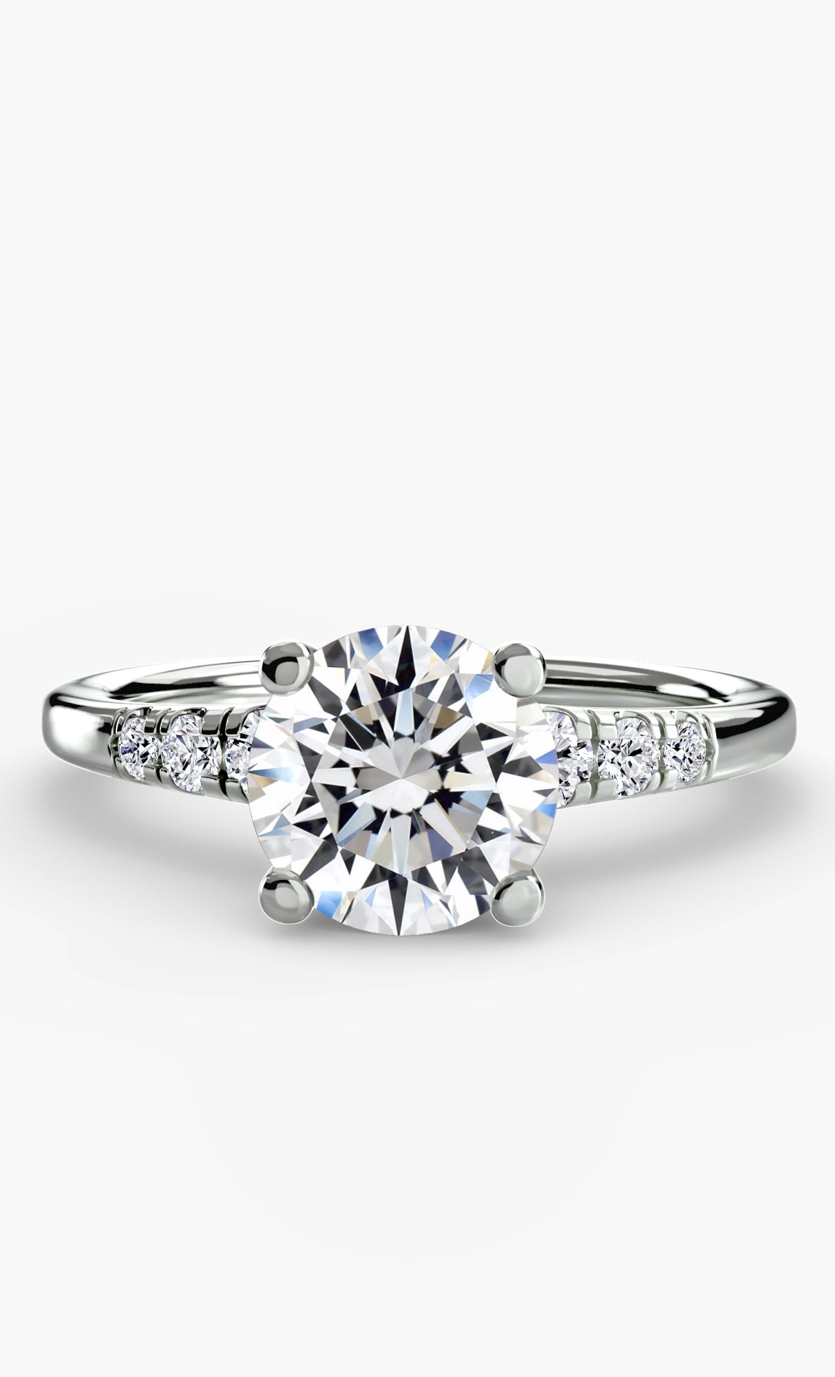 14K White Gold Light Woven Shoulders Engagement Ring Setting with Lab-Grown Diamond Band