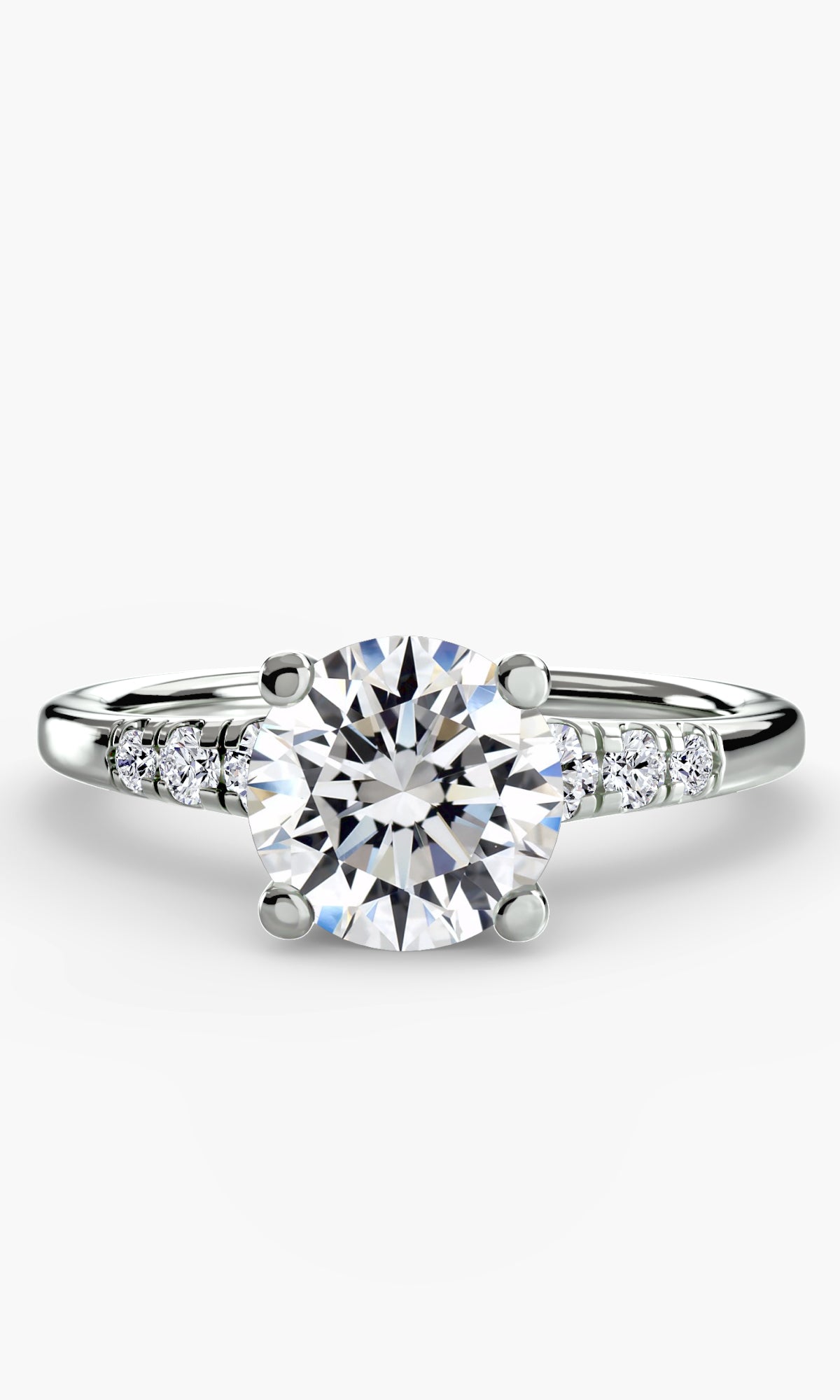 14K White Gold Light Woven Shoulders Engagement Ring Setting with Lab-Grown Diamond Band