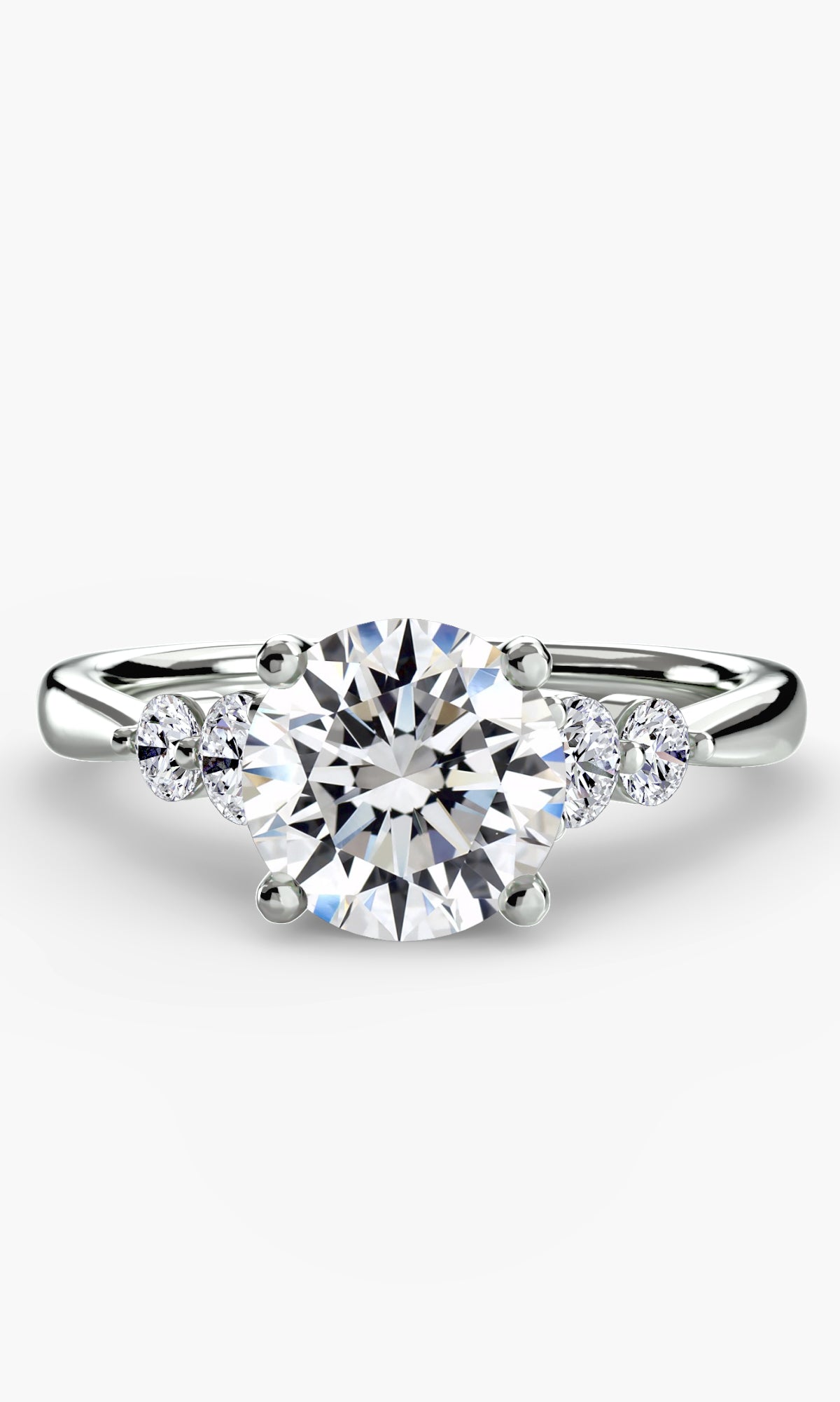 14K White Gold Arc of Devotion Engagement Ring Setting with Lab-Grown Diamond Band