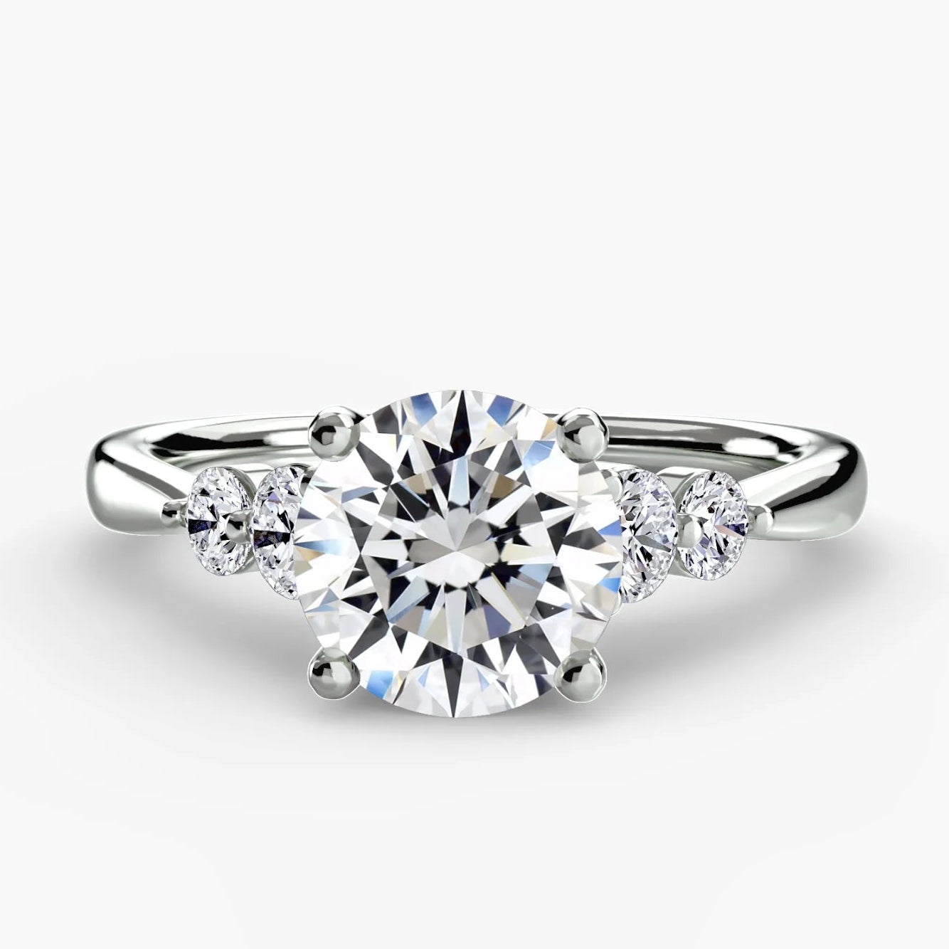 Jacob Mercari 14K White Gold 5 stone round cut lab-grown diamond engagement ring