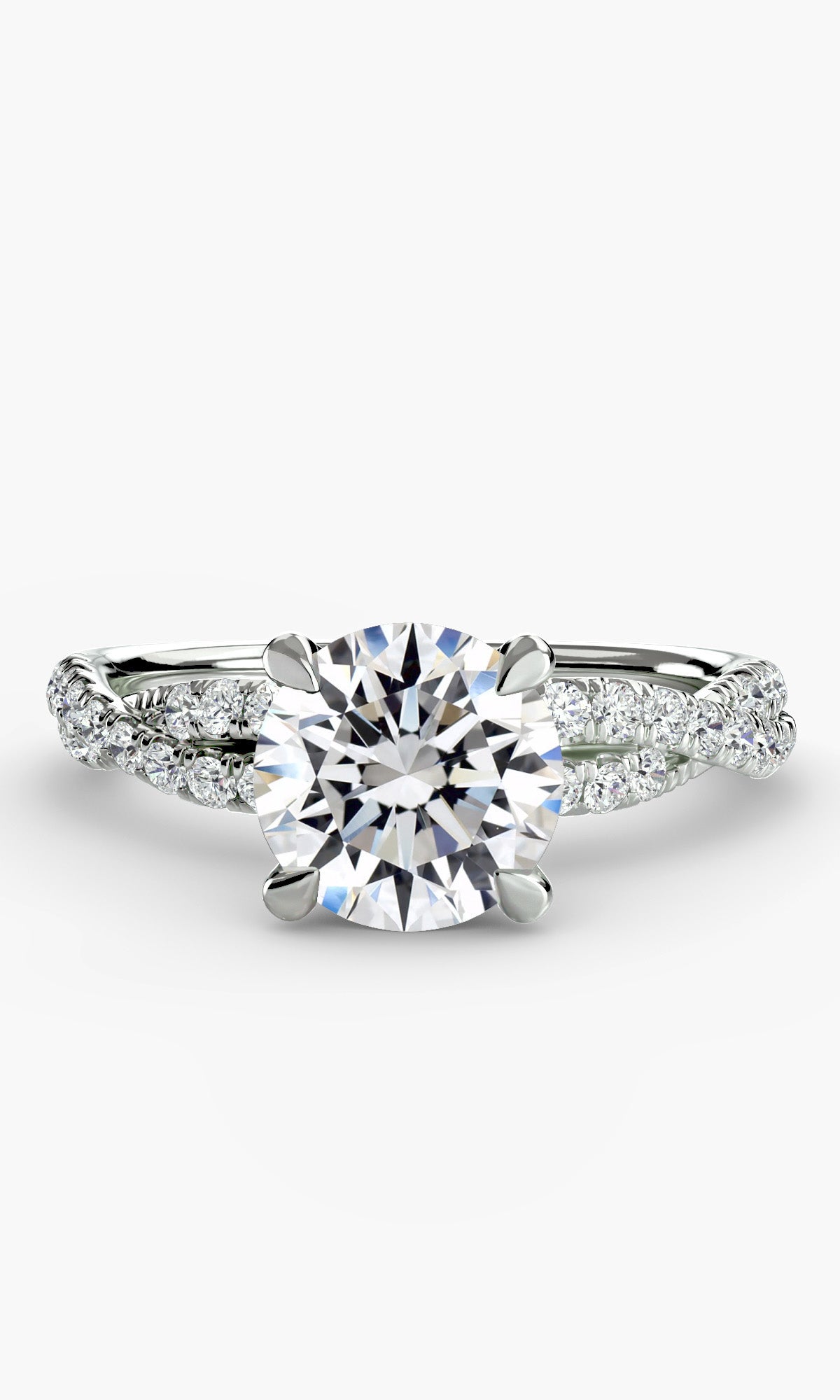 14K White Gold Twist of Light Engagement Ring Setting with Lab-Grown Diamond Band