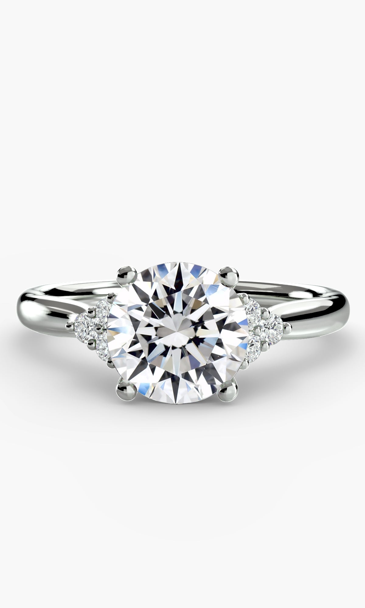 14K White Gold Radiant Orbit Sides Engagement Ring Setting with Lab-Grown Diamond Band
