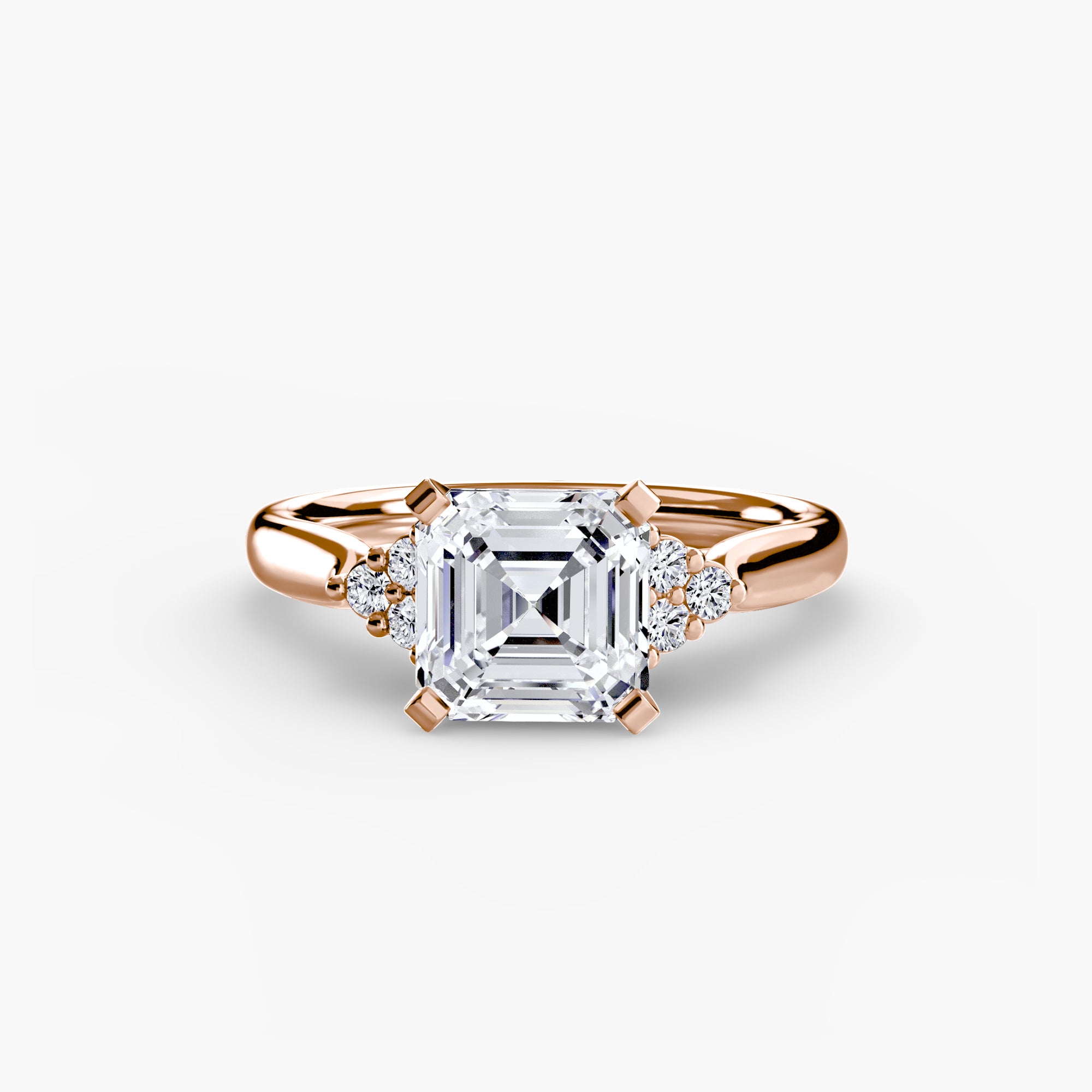 14K Rose Gold Aurora Shoulders Engagement Ring Setting with Lab-Grown Diamond Band