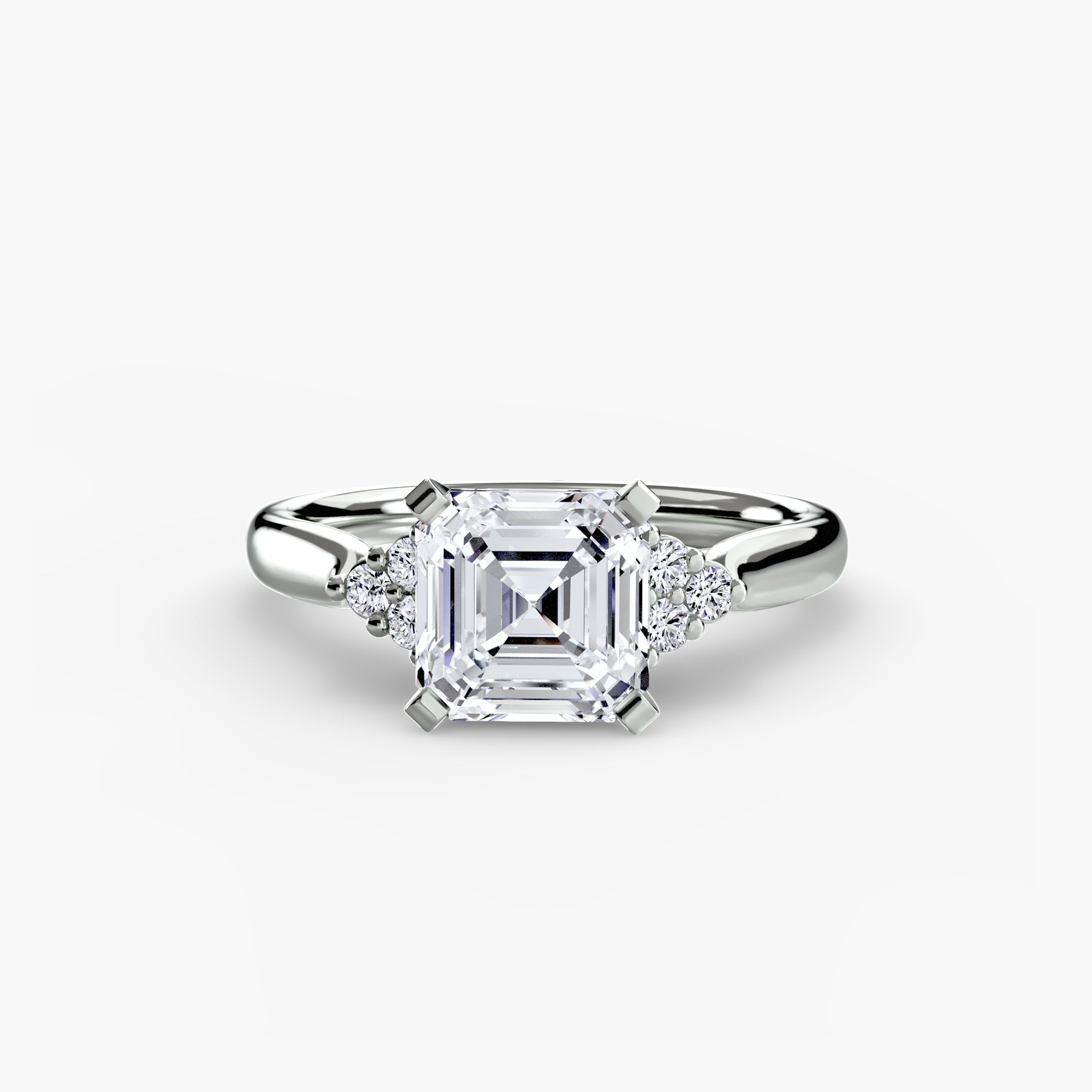 Platinum Aurora Shoulders Engagement Ring Setting with Lab-Grown Diamond Band
