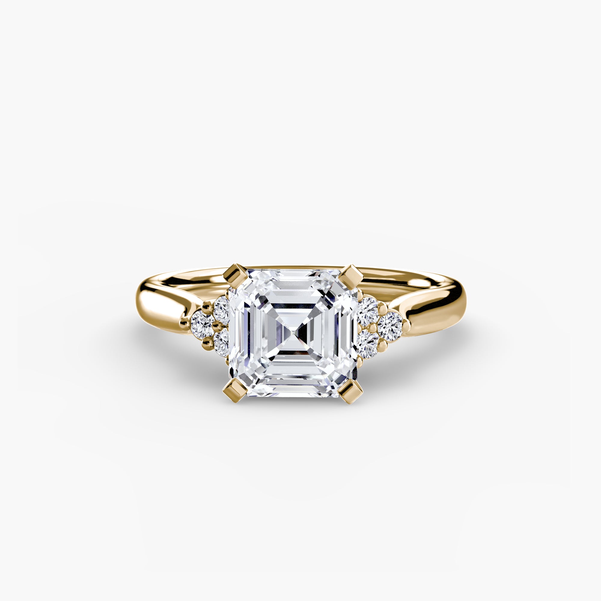 18K Yellow Gold Aurora Shoulders Engagement Ring Setting with Lab-Grown Diamond Band