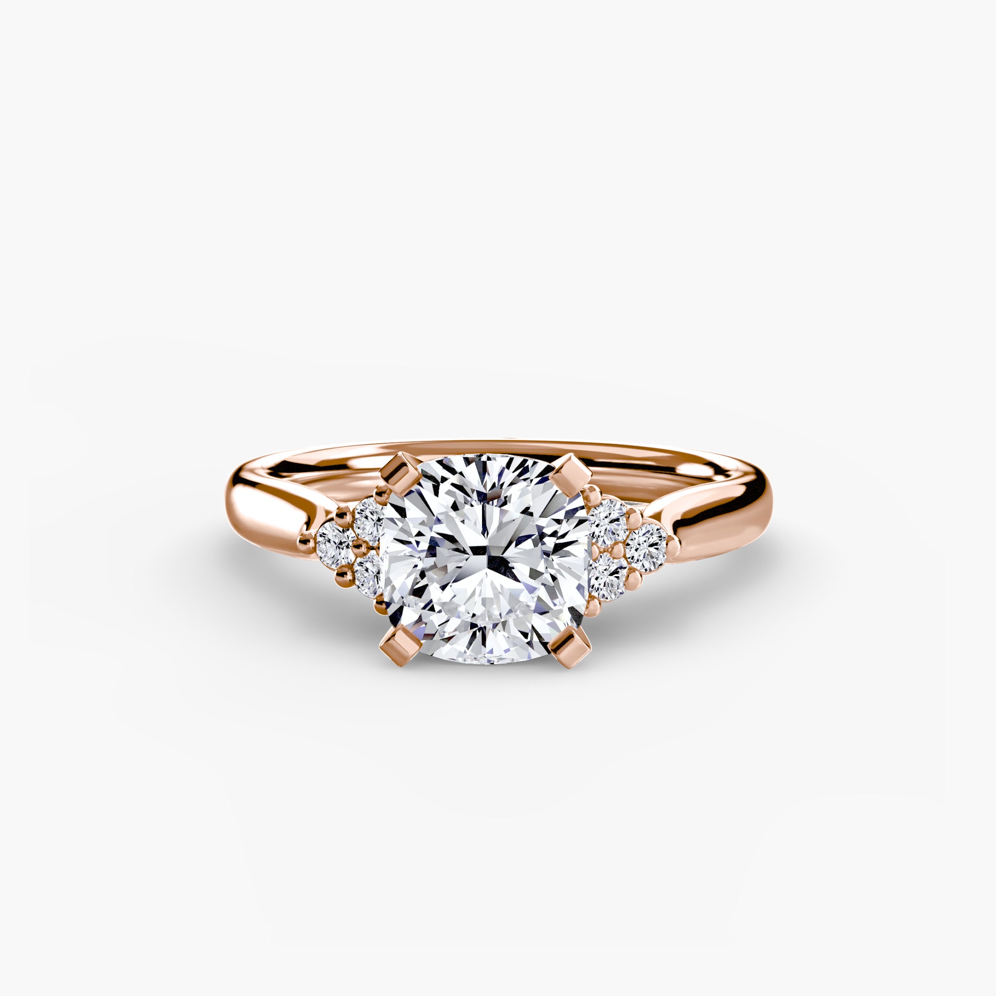 14K Rose Gold Aurora Shoulders Engagement Ring Setting with Lab-Grown Diamond Band