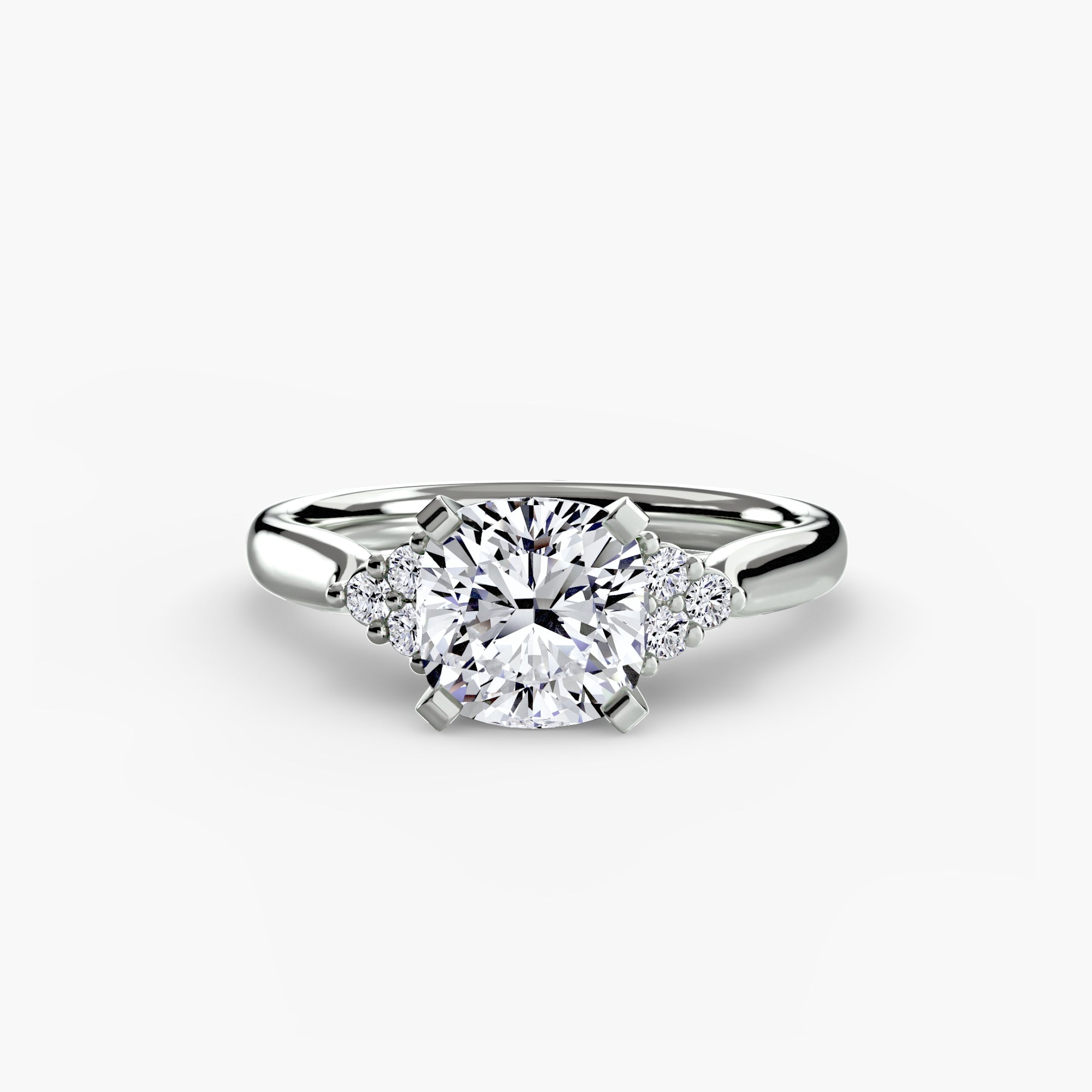 Platinum Aurora Shoulders Engagement Ring Setting with Lab-Grown Diamond Band