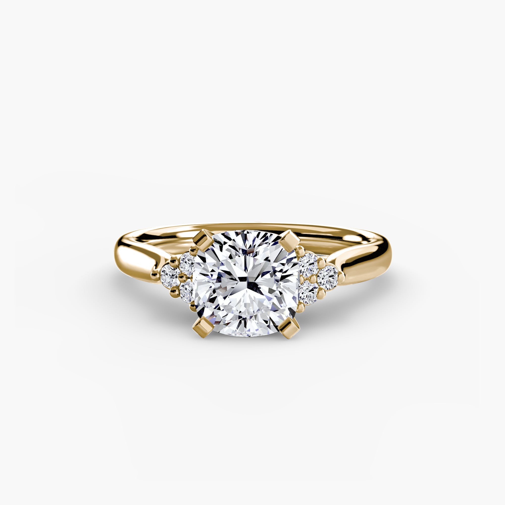 14K Yellow Gold Aurora Shoulders Engagement Ring Setting with Lab-Grown Diamond Band