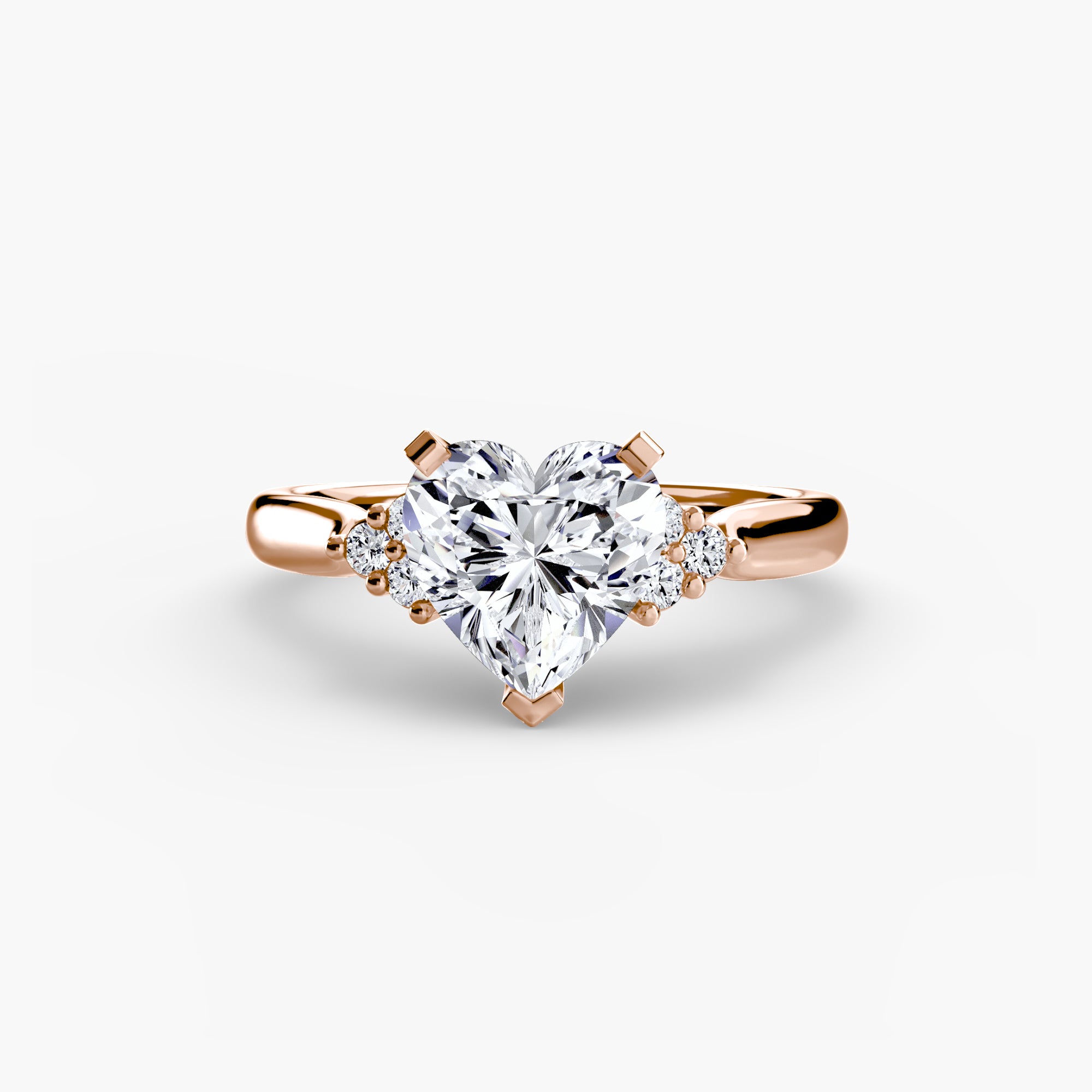 14K Rose Gold Aurora Shoulders Engagement Ring Setting with Lab-Grown Diamond Band