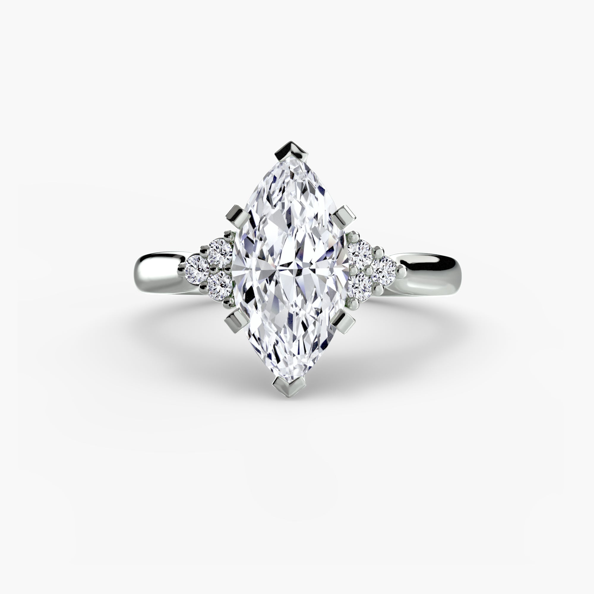 18K Yellow Gold Aurora Shoulders Engagement Ring Setting with Lab-Grown Diamond Band