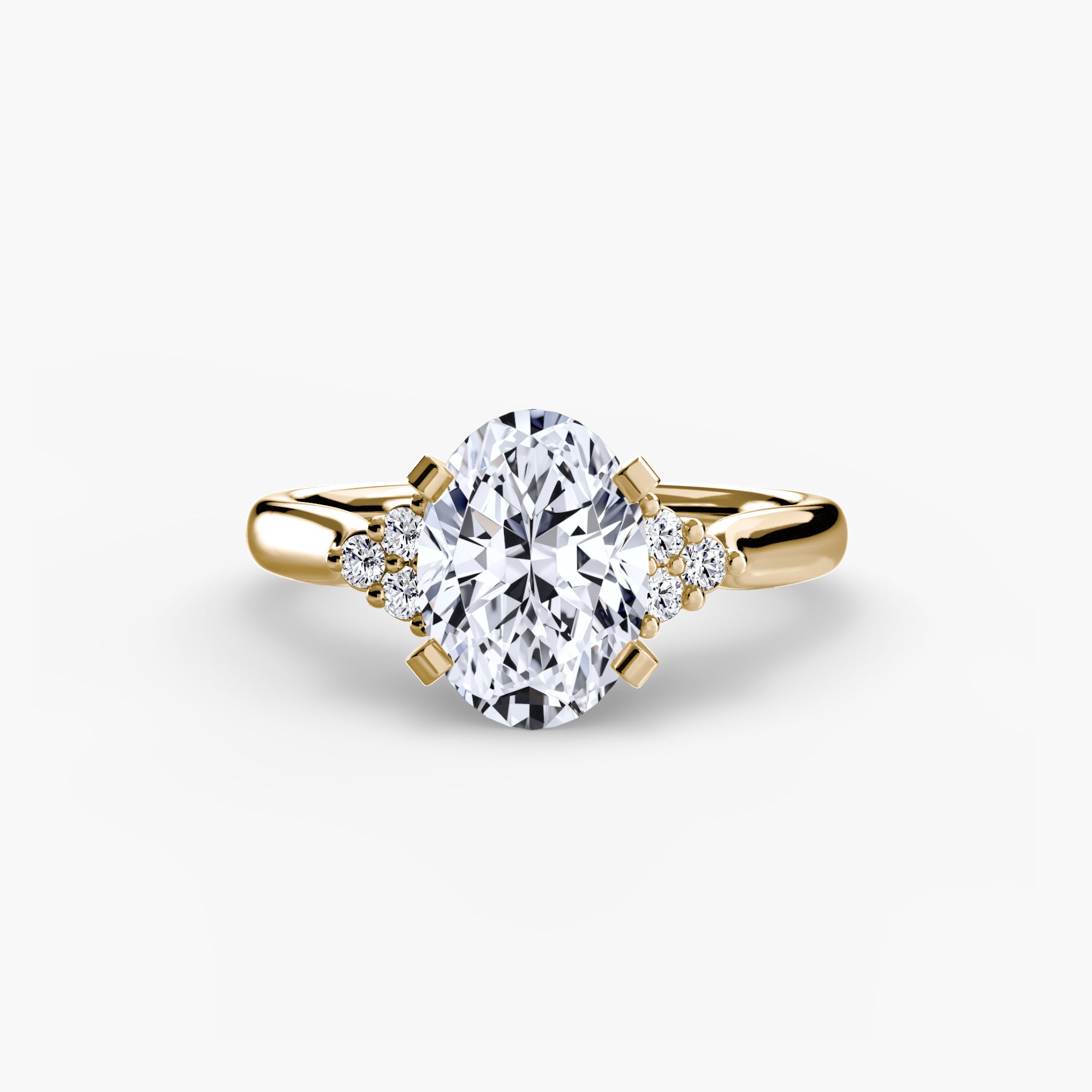 18K Yellow Gold Aurora Shoulders Engagement Ring Setting with Lab-Grown Diamond Band