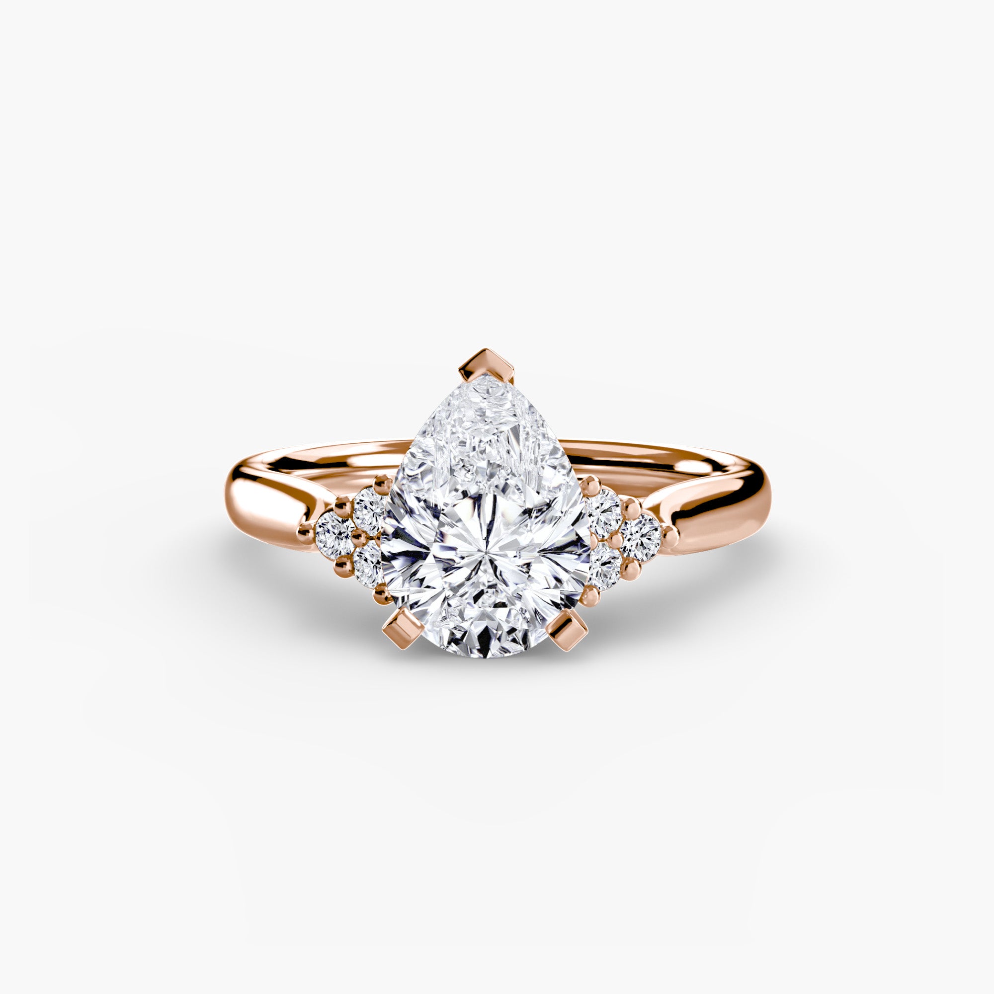 14K Rose Gold Aurora Shoulders Engagement Ring Setting with Lab-Grown Diamond Band