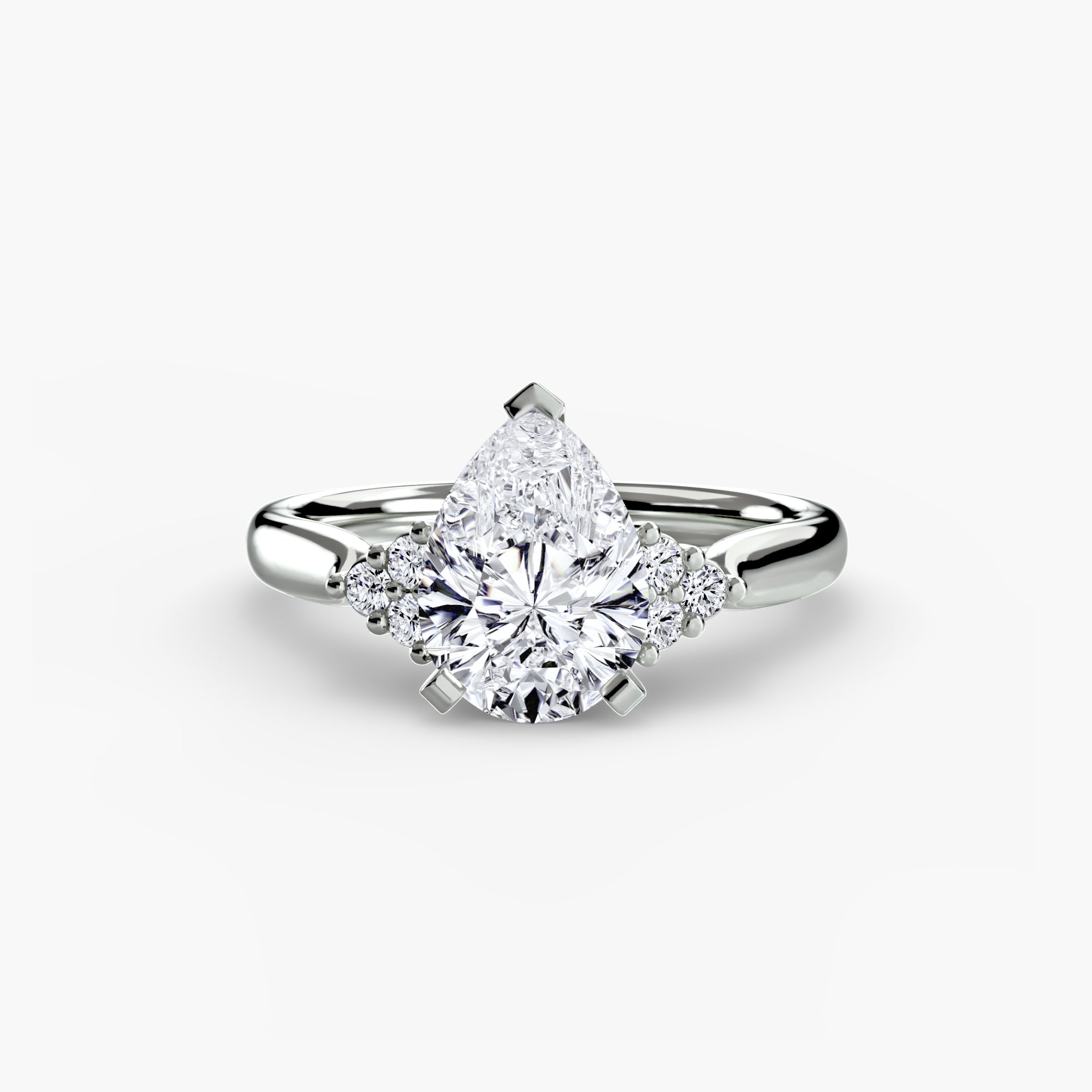 18K White Gold Aurora Shoulders Engagement Ring Setting with Lab-Grown Diamond Band