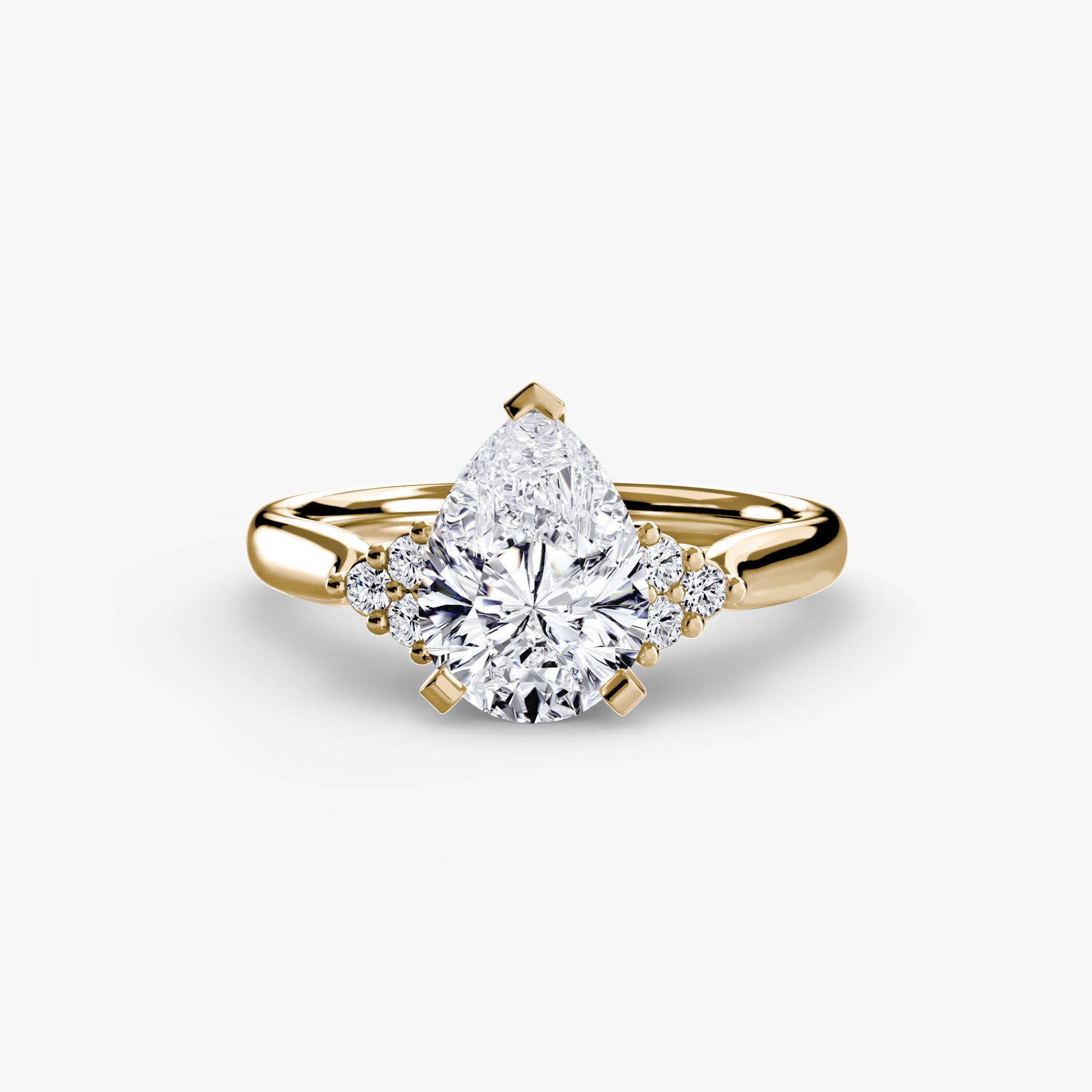 18K Yellow Gold Aurora Shoulders Engagement Ring Setting with Lab-Grown Diamond Band