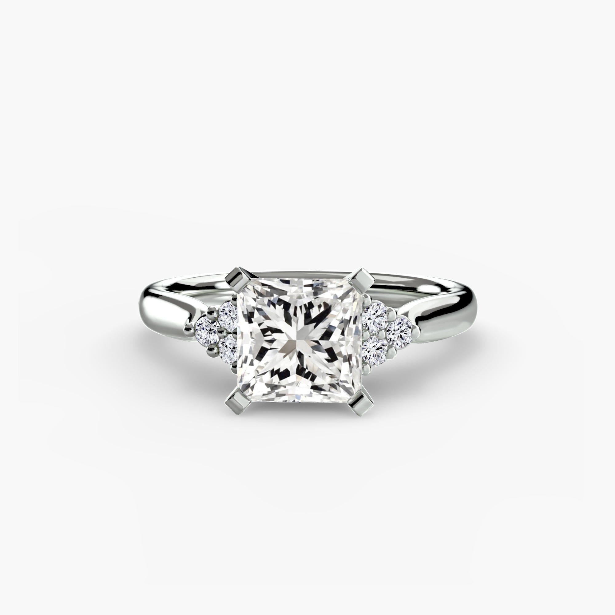 18K White Gold Aurora Shoulders Engagement Ring Setting with Lab-Grown Diamond Band