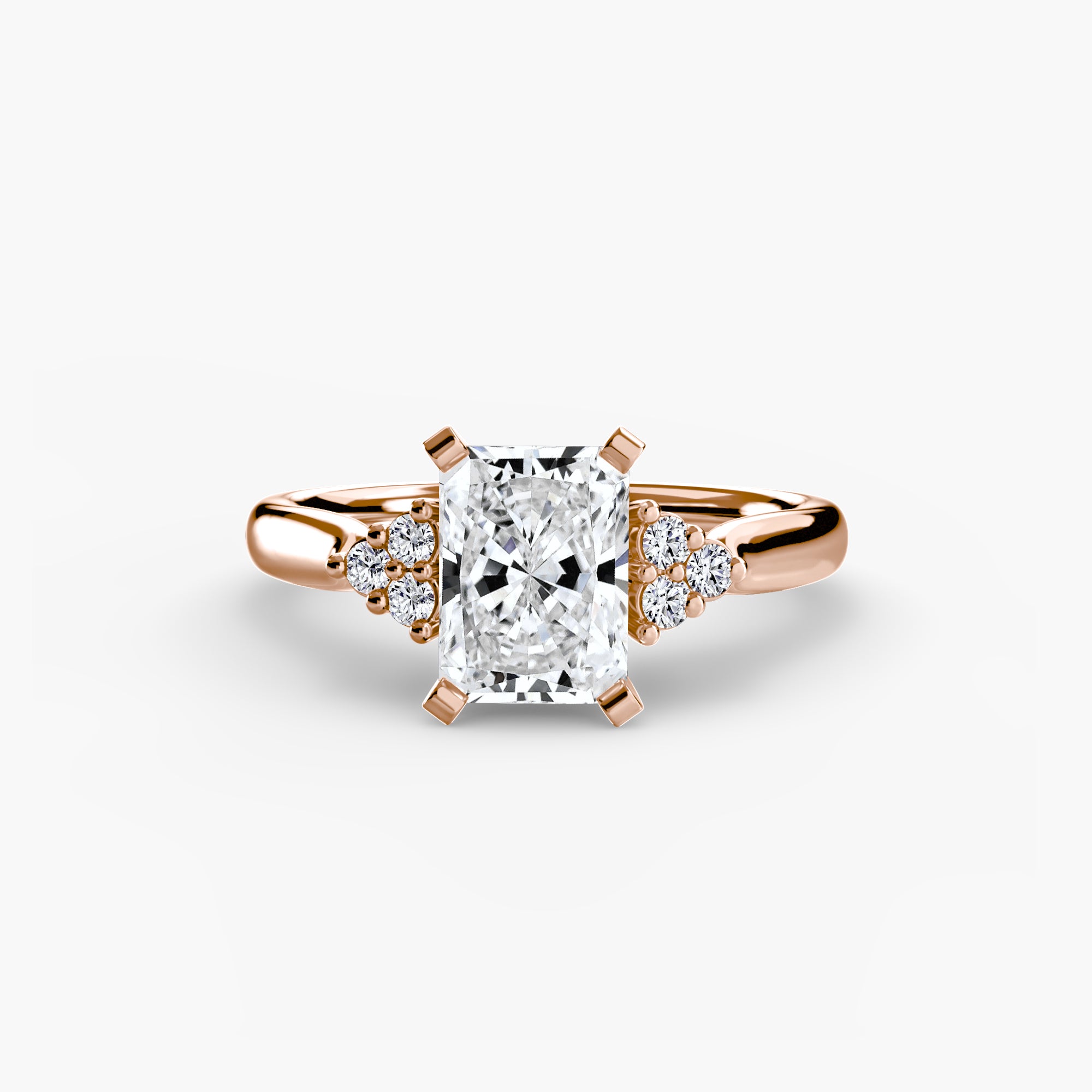14K Rose Gold Aurora Shoulders Engagement Ring Setting with Lab-Grown Diamond Band