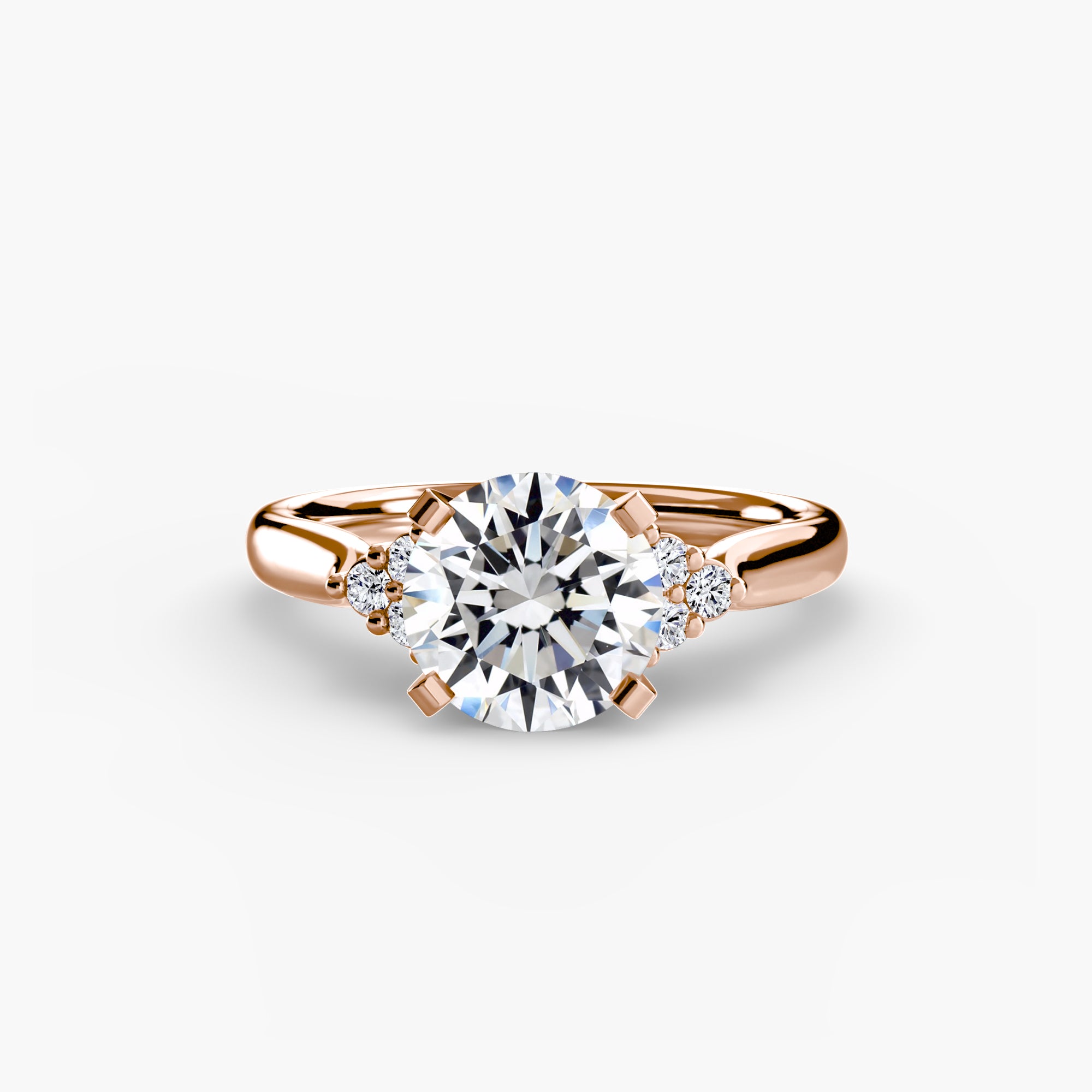 14K Rose Gold Aurora Shoulders Engagement Ring Setting with Lab-Grown Diamond Band