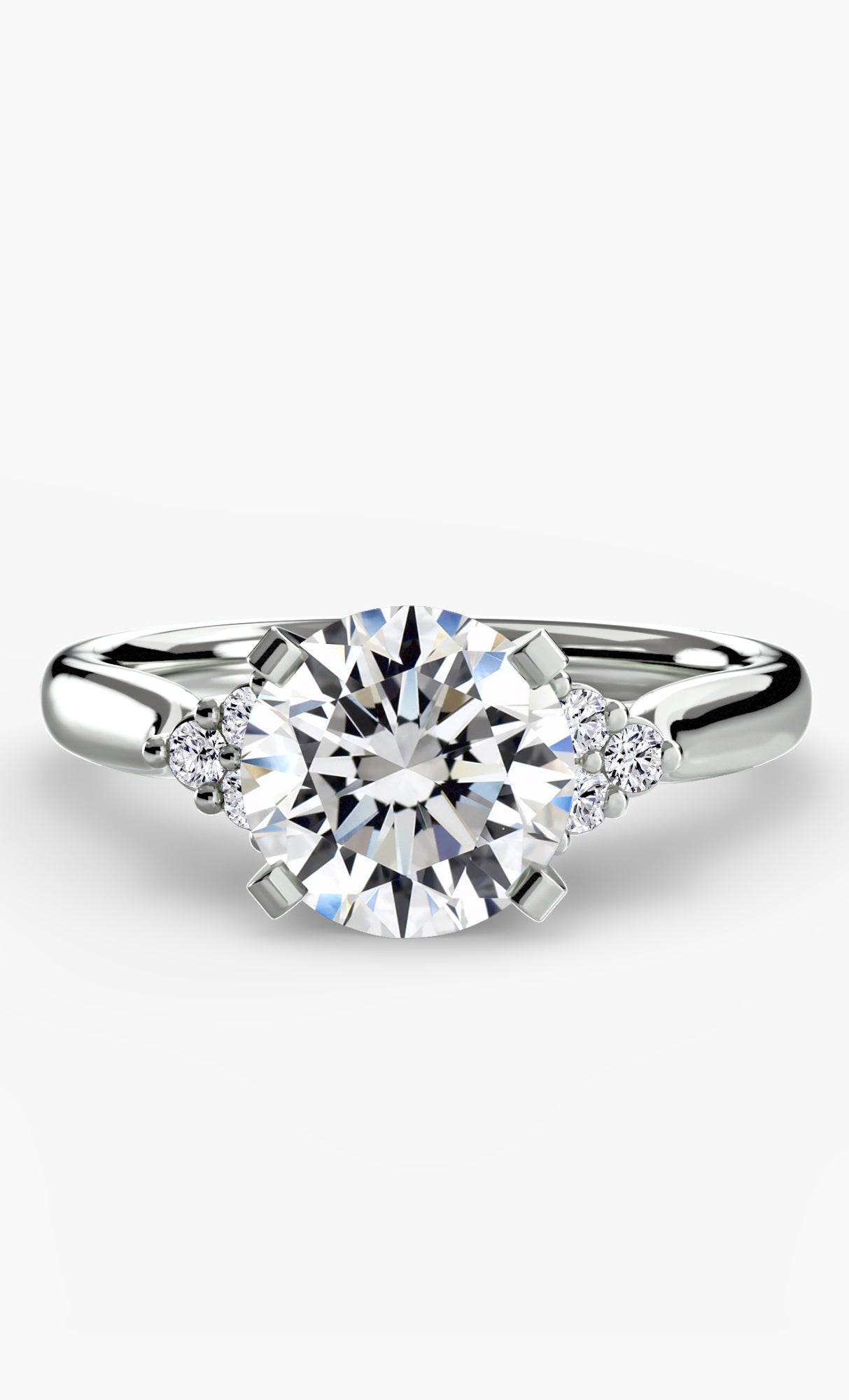 14K White Gold Aurora Shoulders Engagement Ring Setting with Lab-Grown Diamond Band