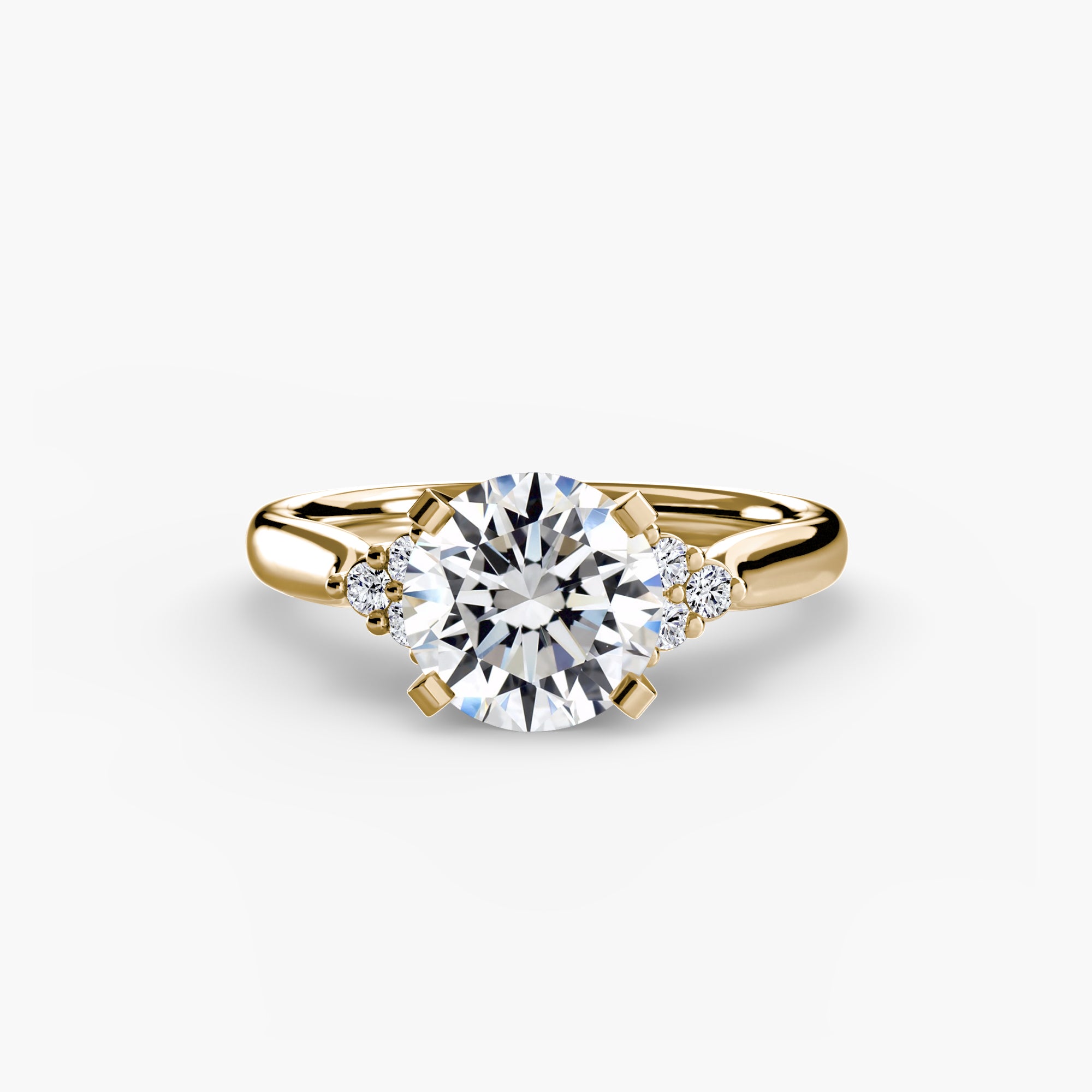 14K Yellow Gold Aurora Shoulders Engagement Ring Setting with Lab-Grown Diamond Band
