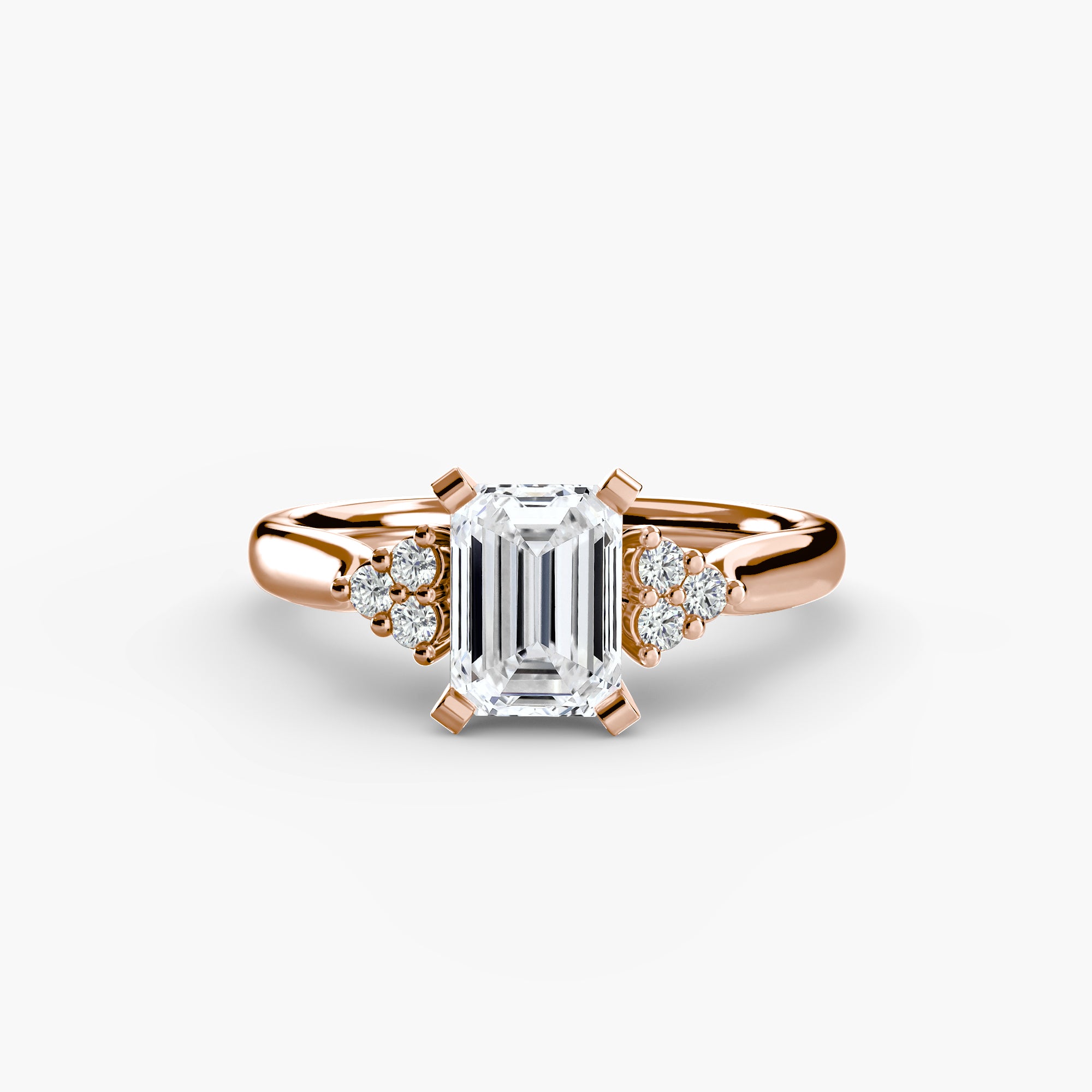 14K Rose Gold Aurora Shoulders Engagement Ring Setting with Lab-Grown Diamond Band