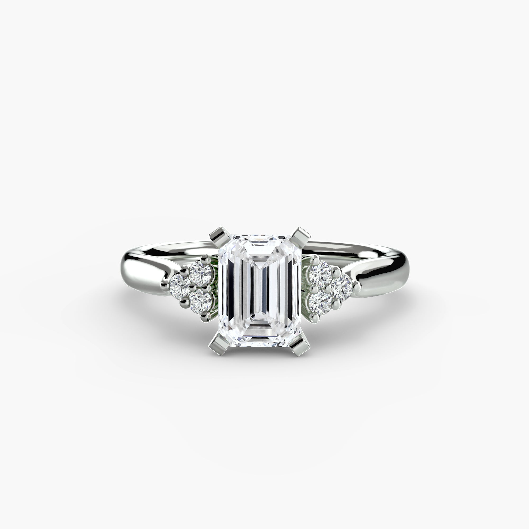14K White Gold Aurora Shoulders Engagement Ring Setting with Lab-Grown Diamond Band