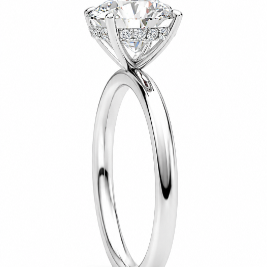 14K White Gold Whispered Brilliance Hidden Halo Lab-Grown Diamond Engagement Ring Side View