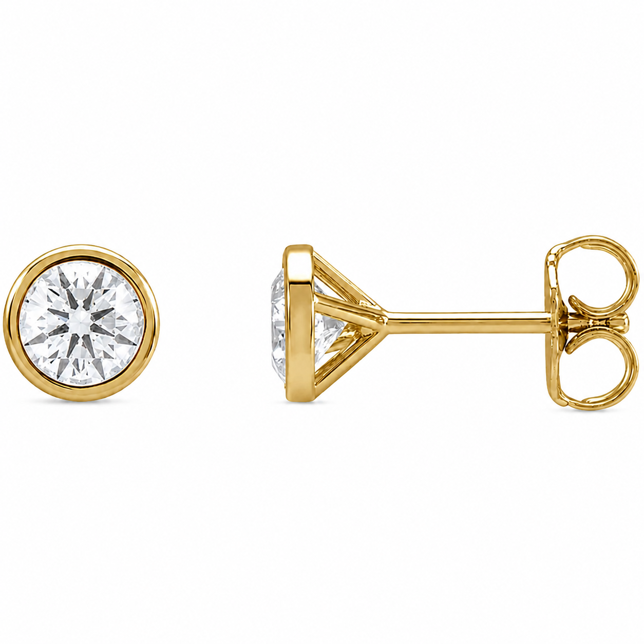 Lab-Grown Diamond Bezel Martini Stud Earrings in 14K Yellow Gold