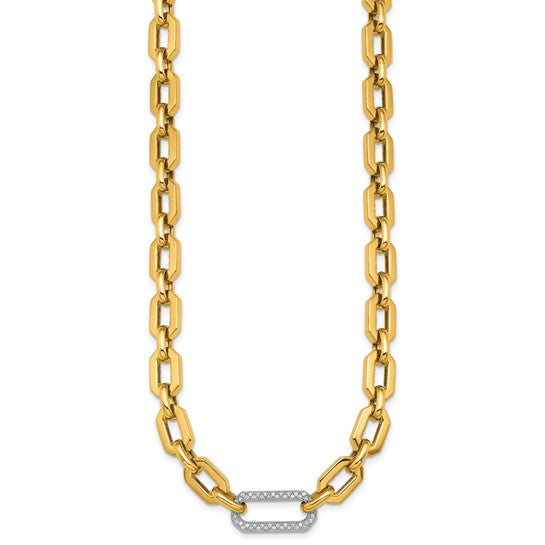 Jacob Mercari 18K Two-Tone Diamond Hexagon Link Necklace with diamonds
