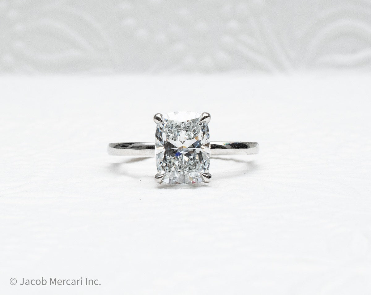 Jacob Mercari Radiant Cut Custom 14K White Gold Engagement Ring