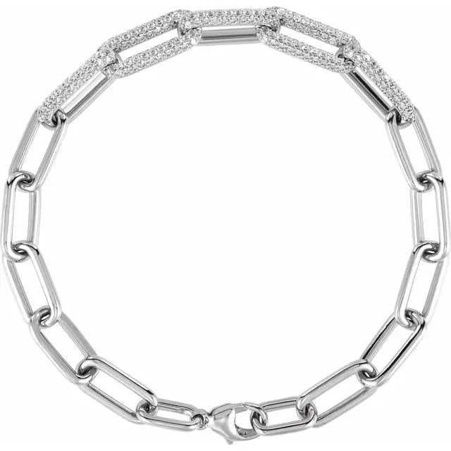 Jacob Mercari 14K White Gold 1.5 CTW Paper Clip Bracelet