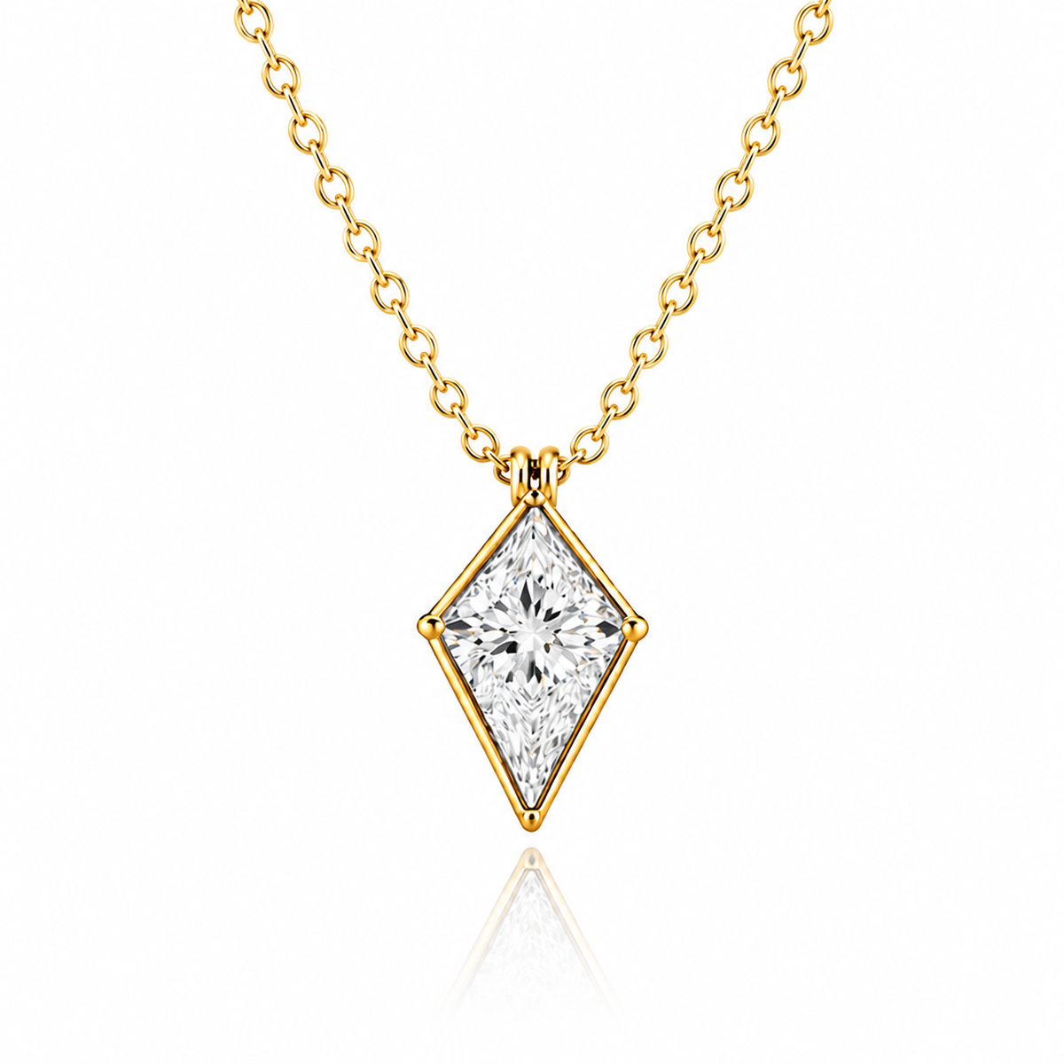 14K Yellow Gold Kite Cut Lab-Grown Diamond Solitaire Necklace