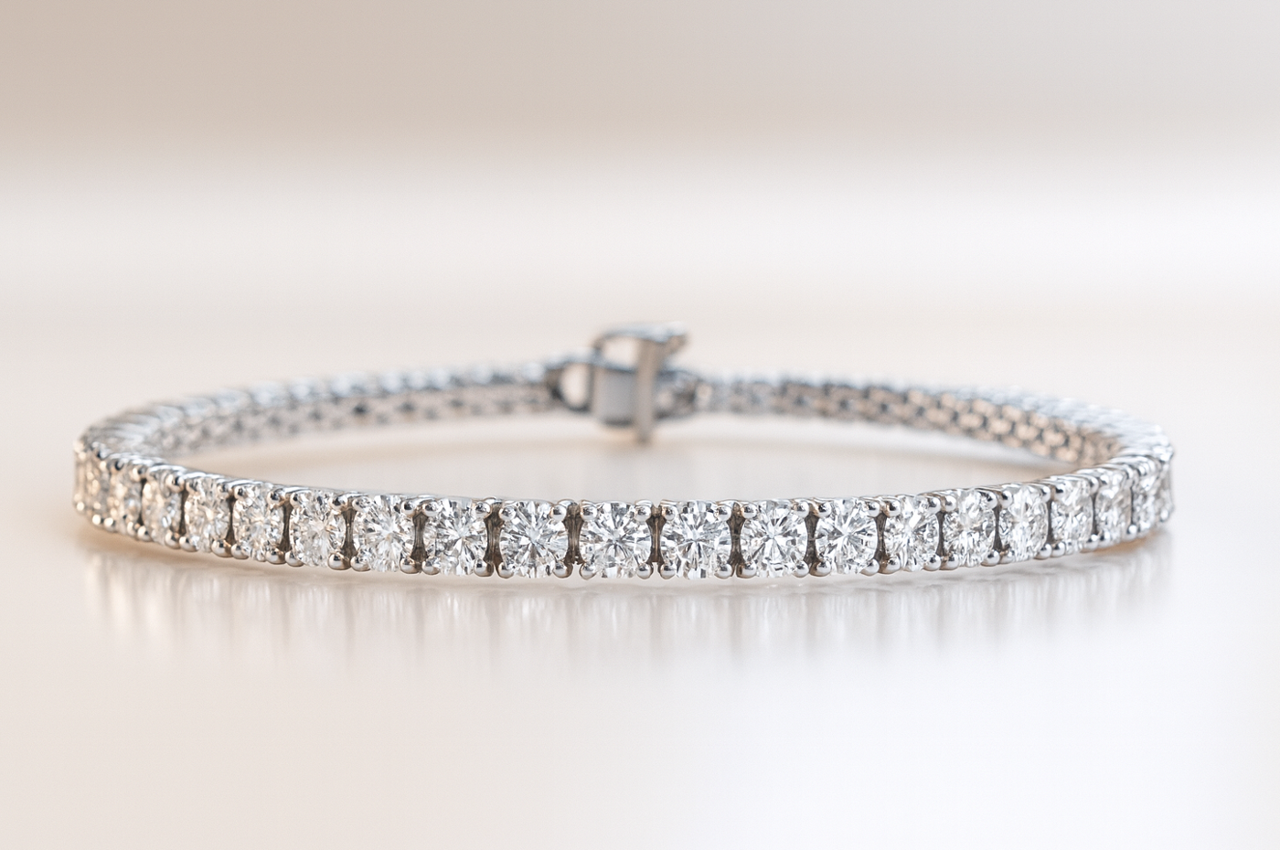 Jacob Mercari Round Lab Grown Diamond Tennis Bracelet in 14K White Gold