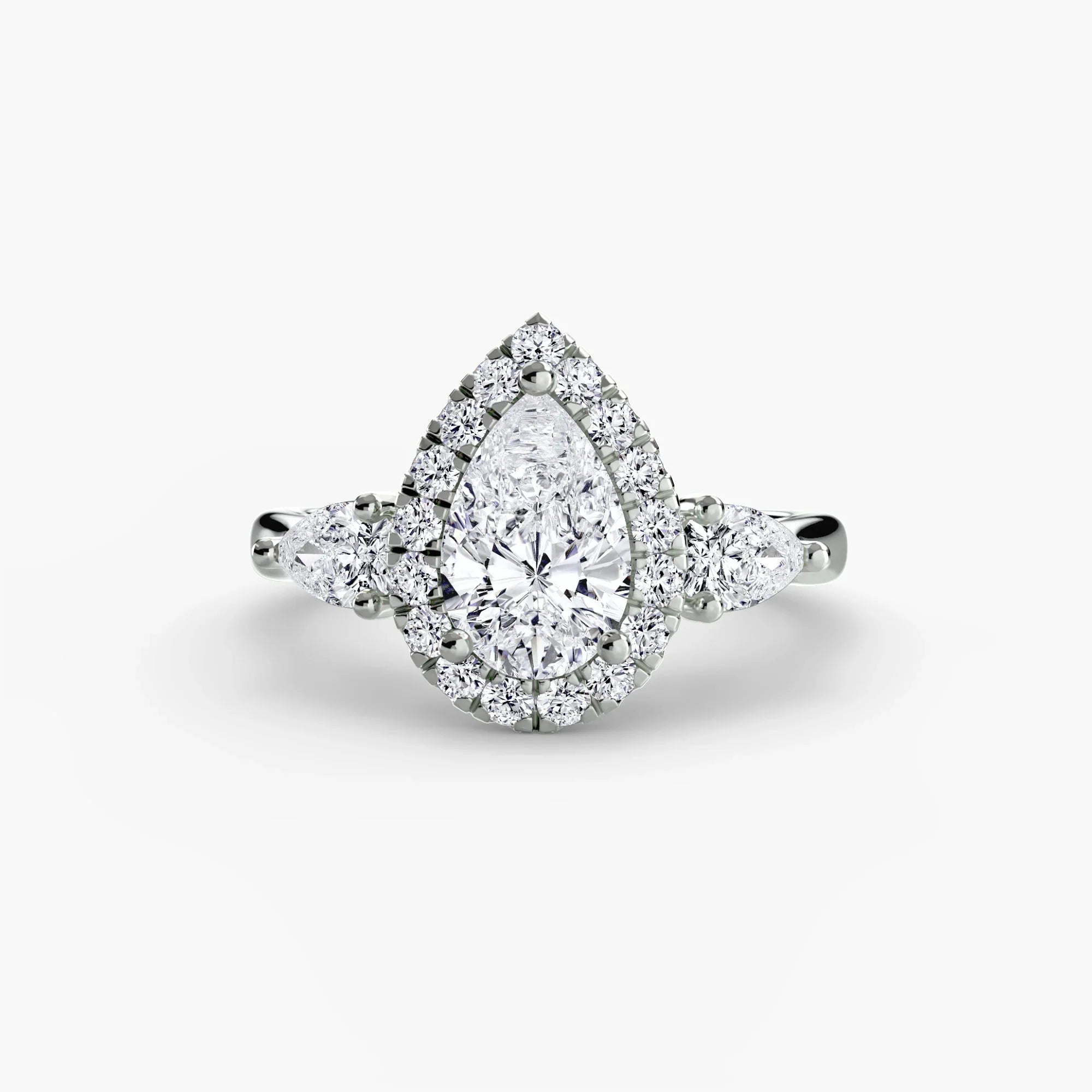 Jacob Mercari Pave band round cut lab-grown diamond engagement ring in 14K white gold