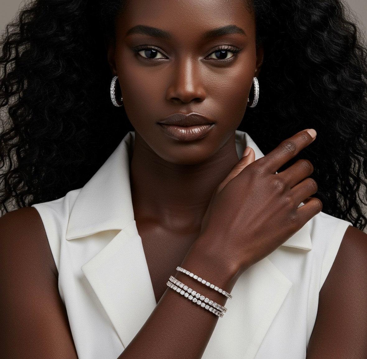 model wearing lab-grown jewellery