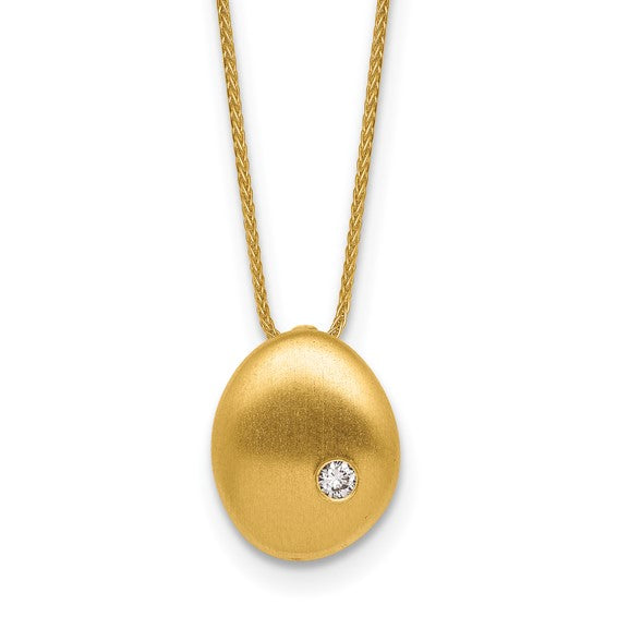 Jacob Mercari 14K Yellow Gold Satin Natural Diamond Pendant Necklace