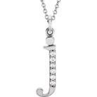 Jacob Mercari 14K White Gold Natural Diamond Lowercase j Initial Necklace 