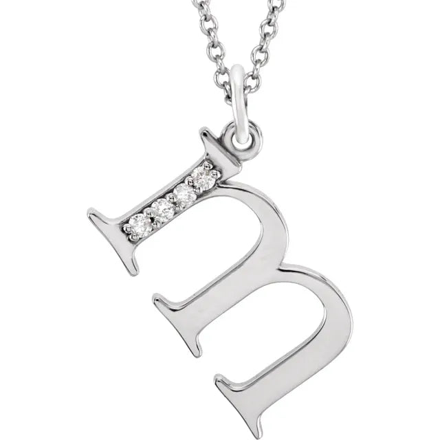 Jacob Mercari 14K White Gold Natural Diamond Lowercase m Initial Necklace 