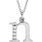 Jacob Mercari 14K White Gold Natural Diamond Lowercase n Initial Necklace 