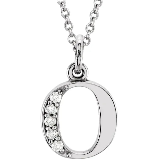 Jacob Mercari 14K White Gold Natural Diamond Lowercase o Initial Necklace 